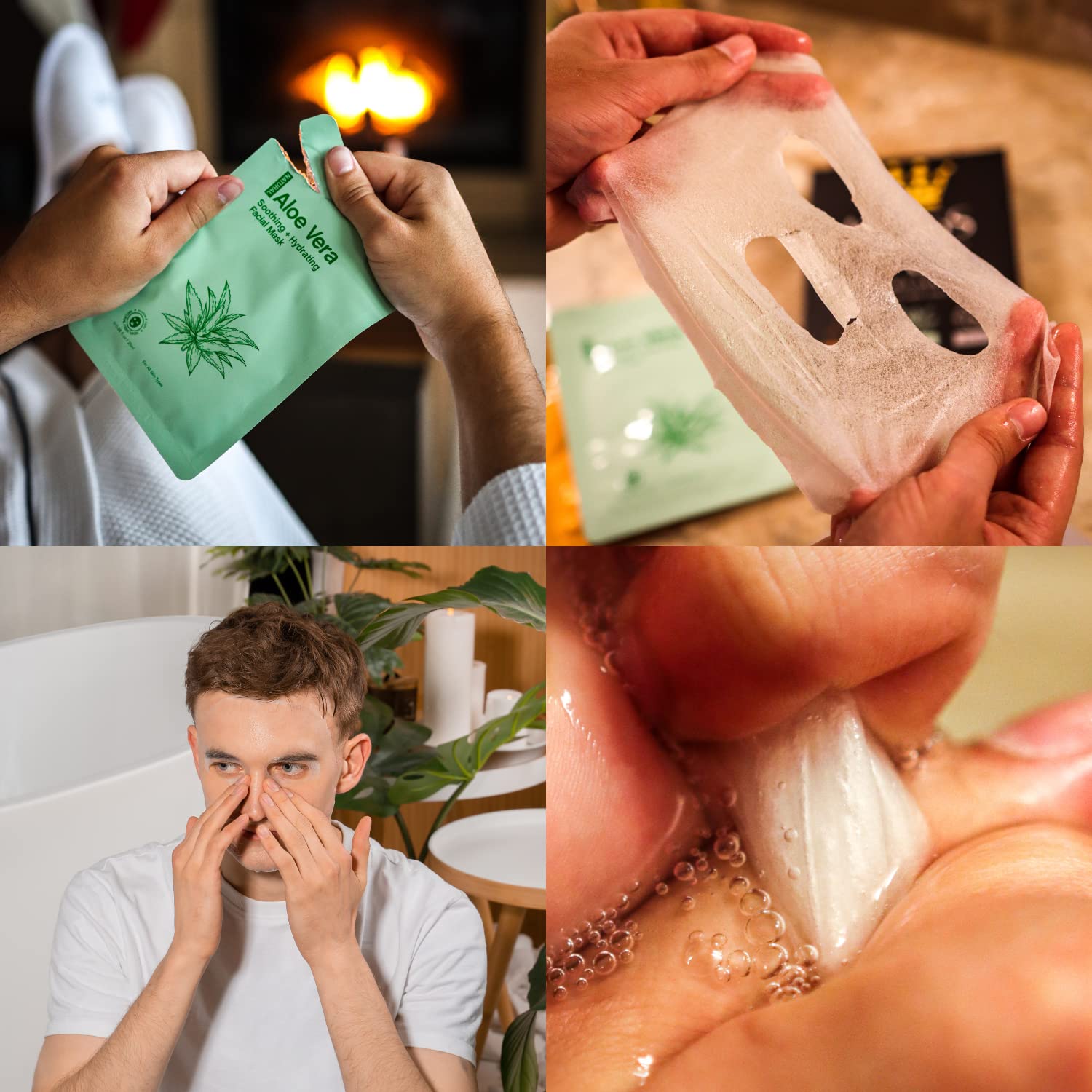 Kings Care aloe vera mask sheet hydrates and calms, ideal for post-shave skin refresh.