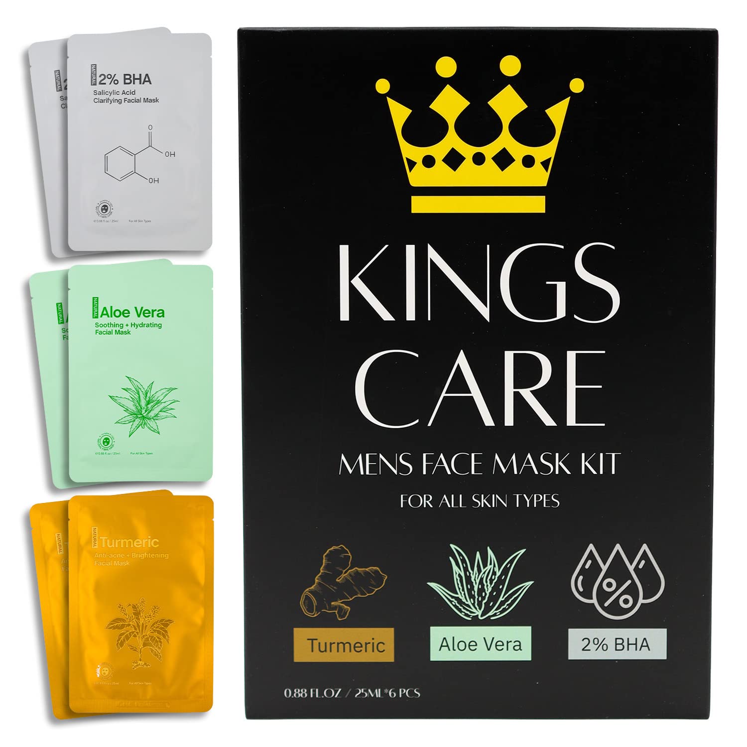 Kings Care turmeric mask sheet for acne-prone skin offers brightening and soothing support.