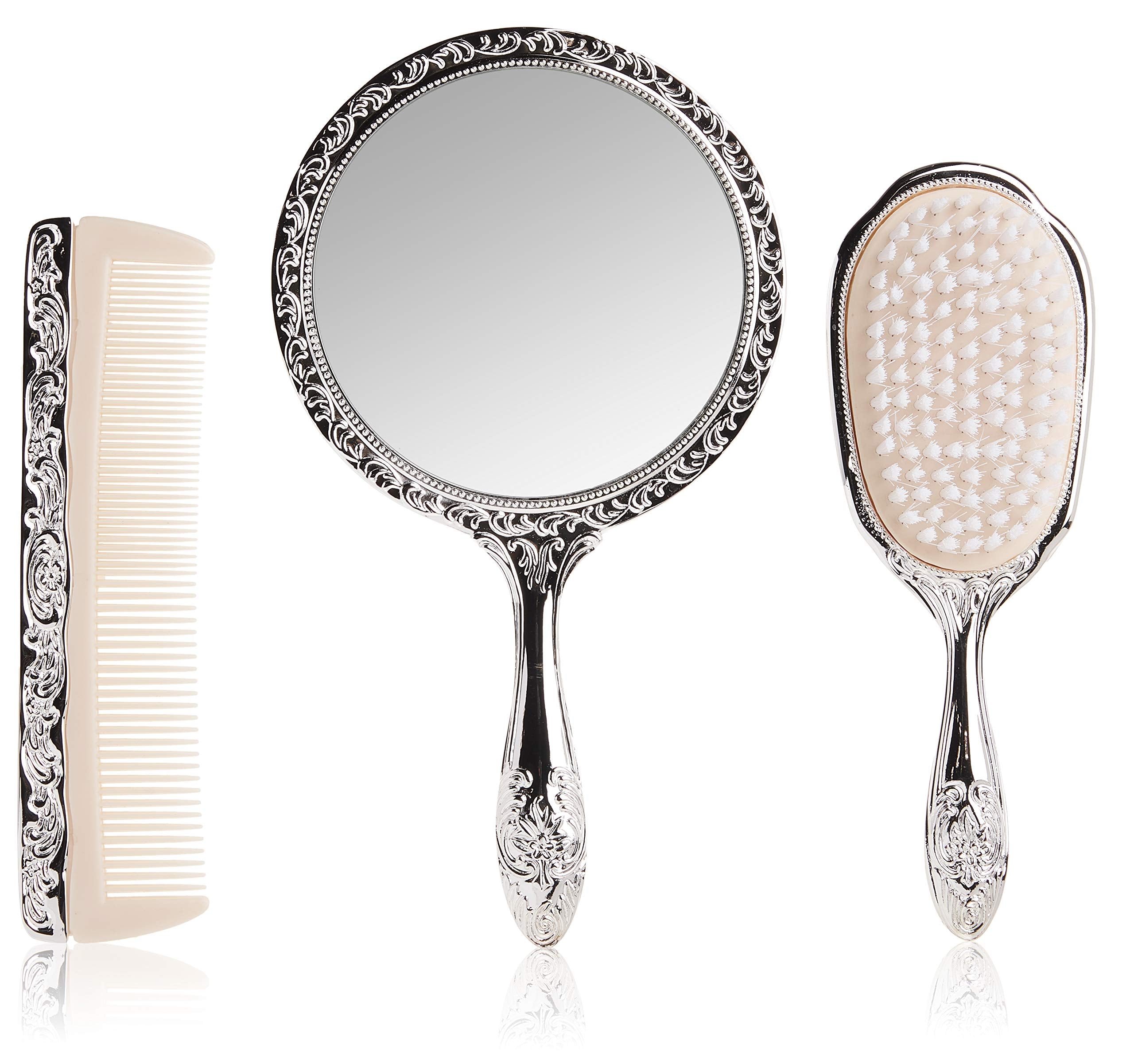 Kingsley vanity set brush with shiny chrome finish for daily styling.