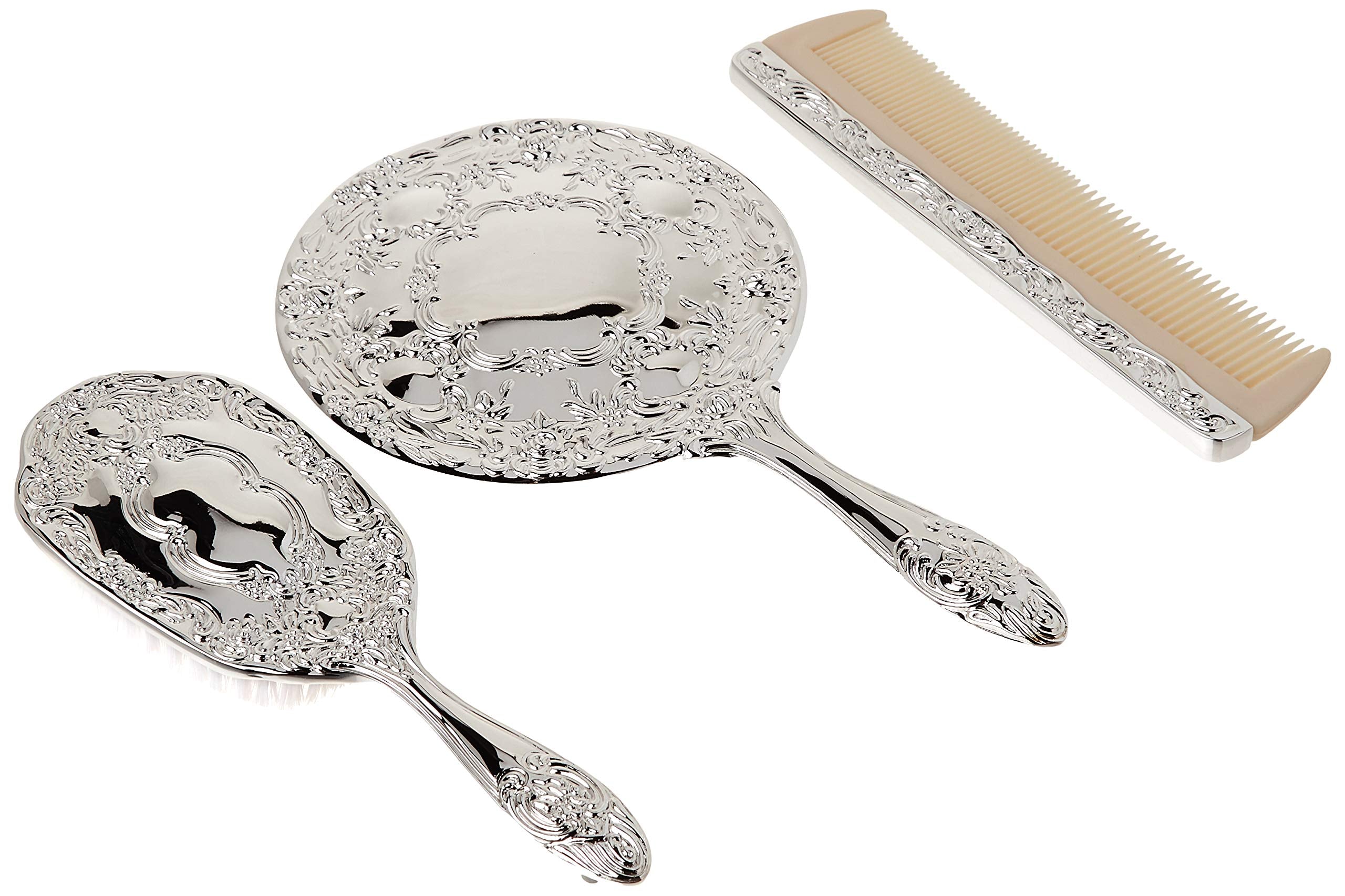 Kingsley vanity set mirror shows 5-inch chrome mirror for easy prep.