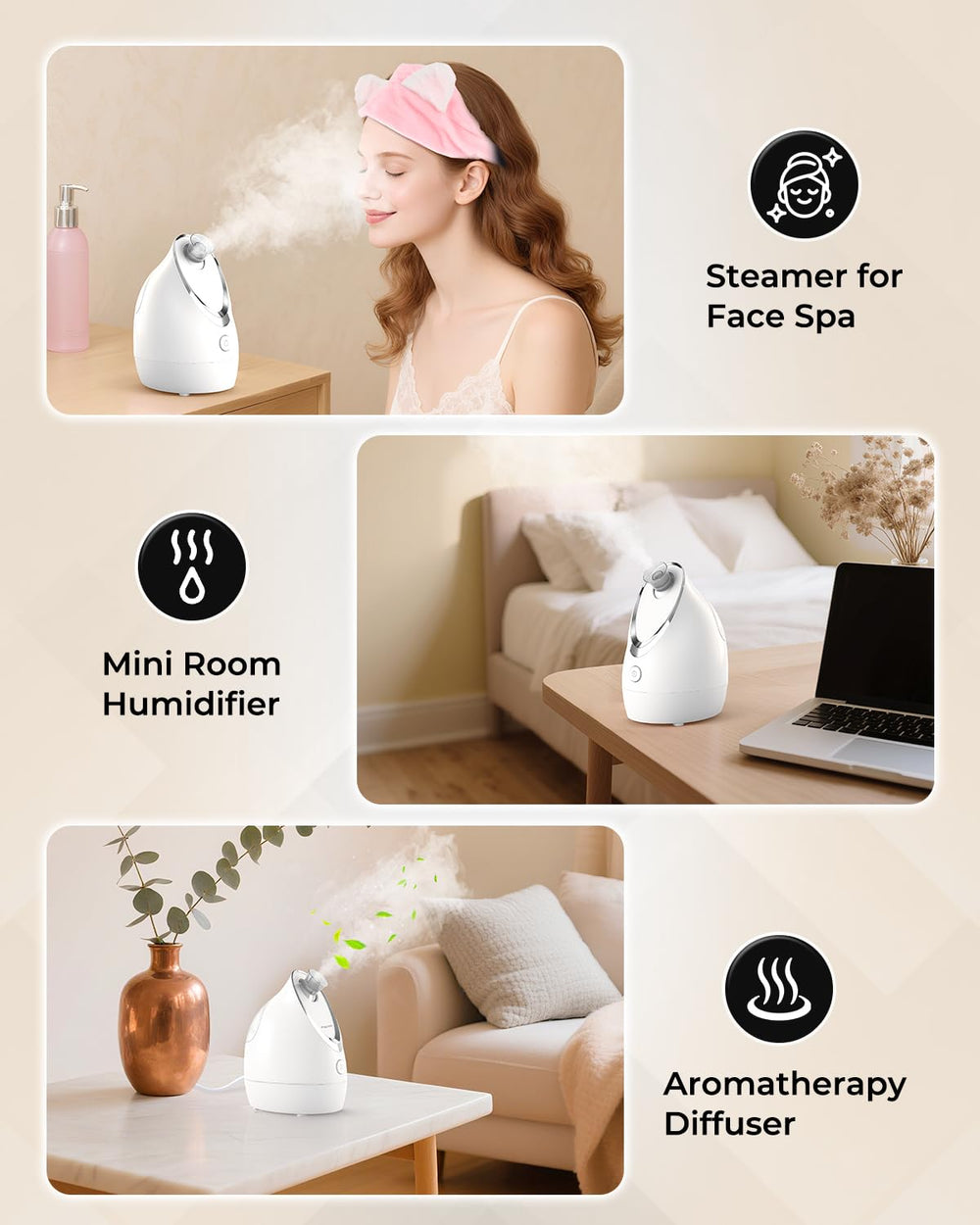Kingsmile ozone ion device enhances steam for deeper cleansing.