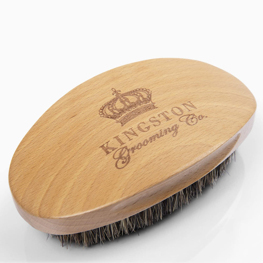 Kingston Grooming Co Original Wave Brush 360 grip closeup showing ergonomic handle