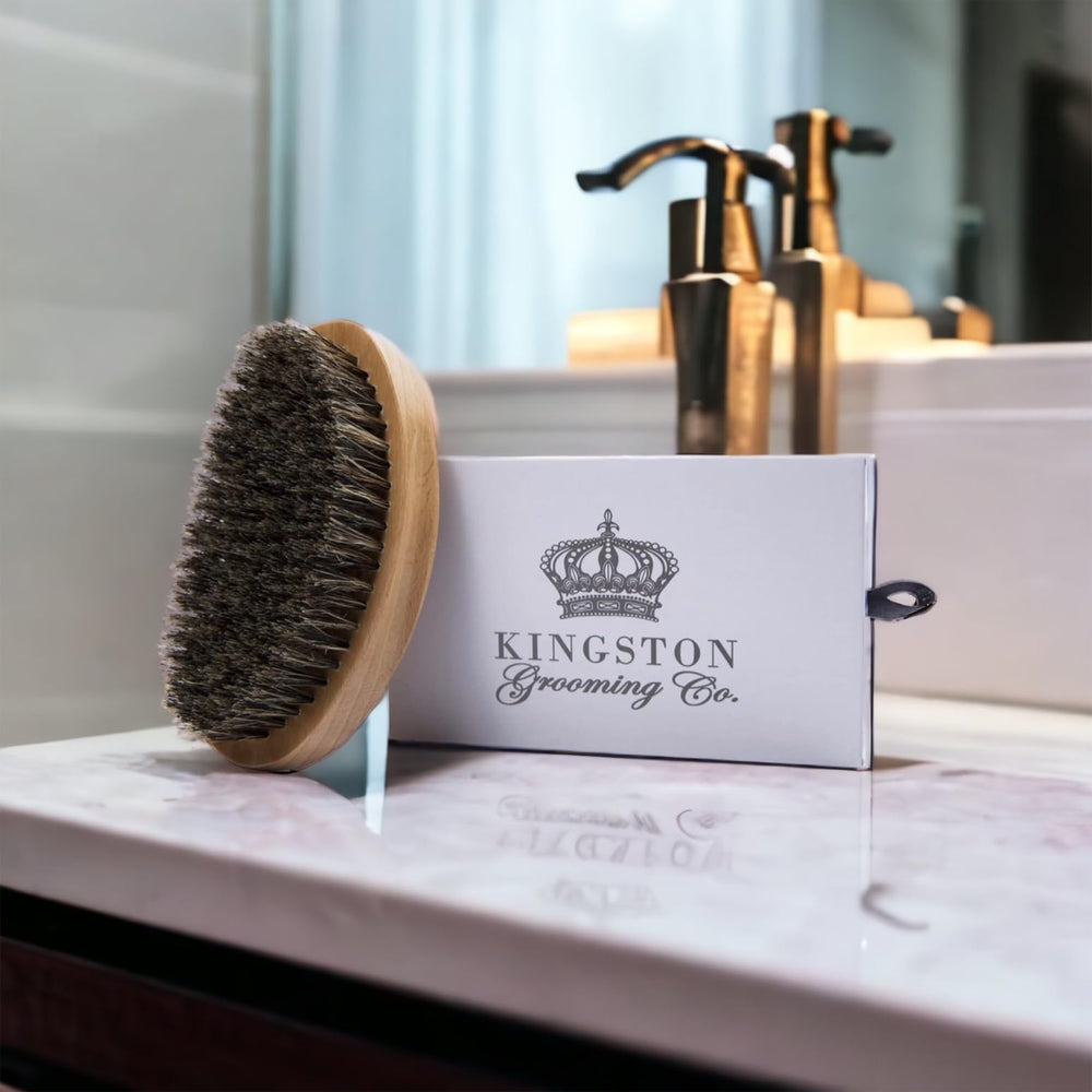 Kingston Grooming Co soft boar bristles closeup highlighting smooth detangling