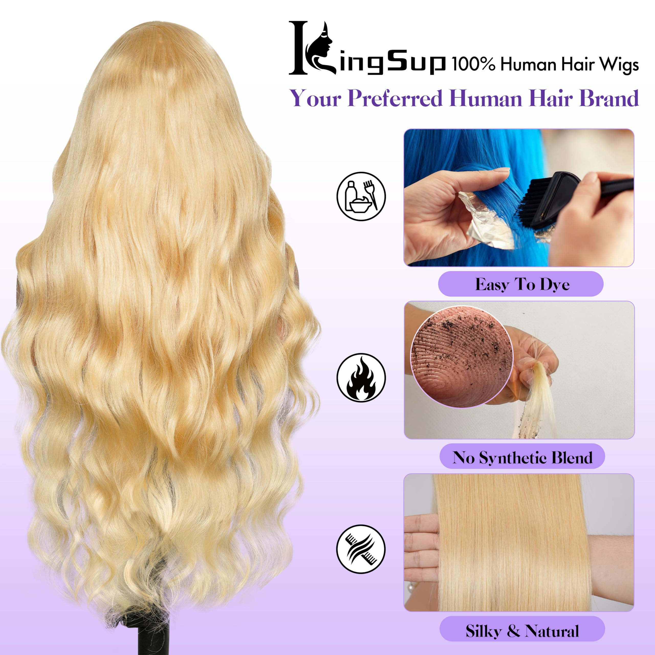 KingSup 613 density 250 close-up shows full, silky texture.