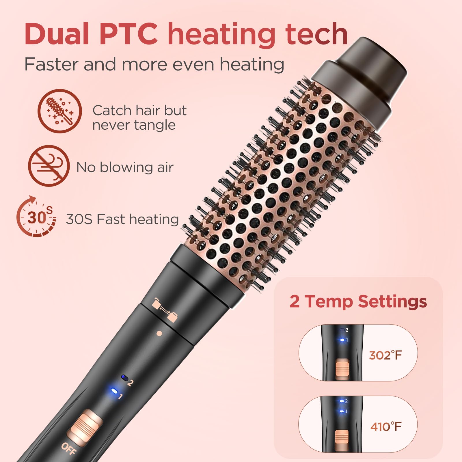 Kinked 1.25 inch ceramic curling iron for voluminous curls with controlled heat
