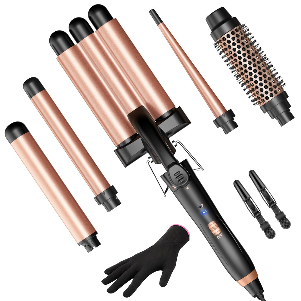 Kinked 5 in 1 thermal brush iron for silky smooth curls and shine