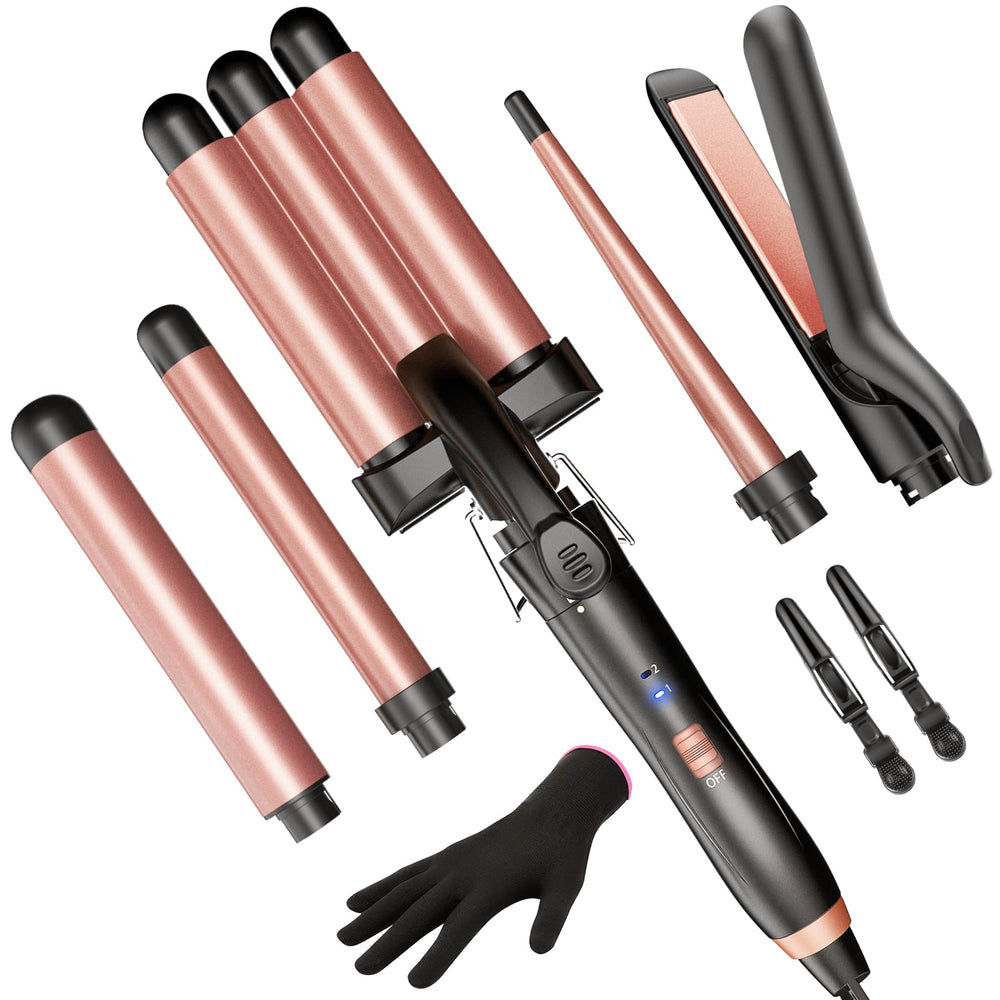 Kinked 5-in-1 wand set all-in-one enables versatile styling across looks.