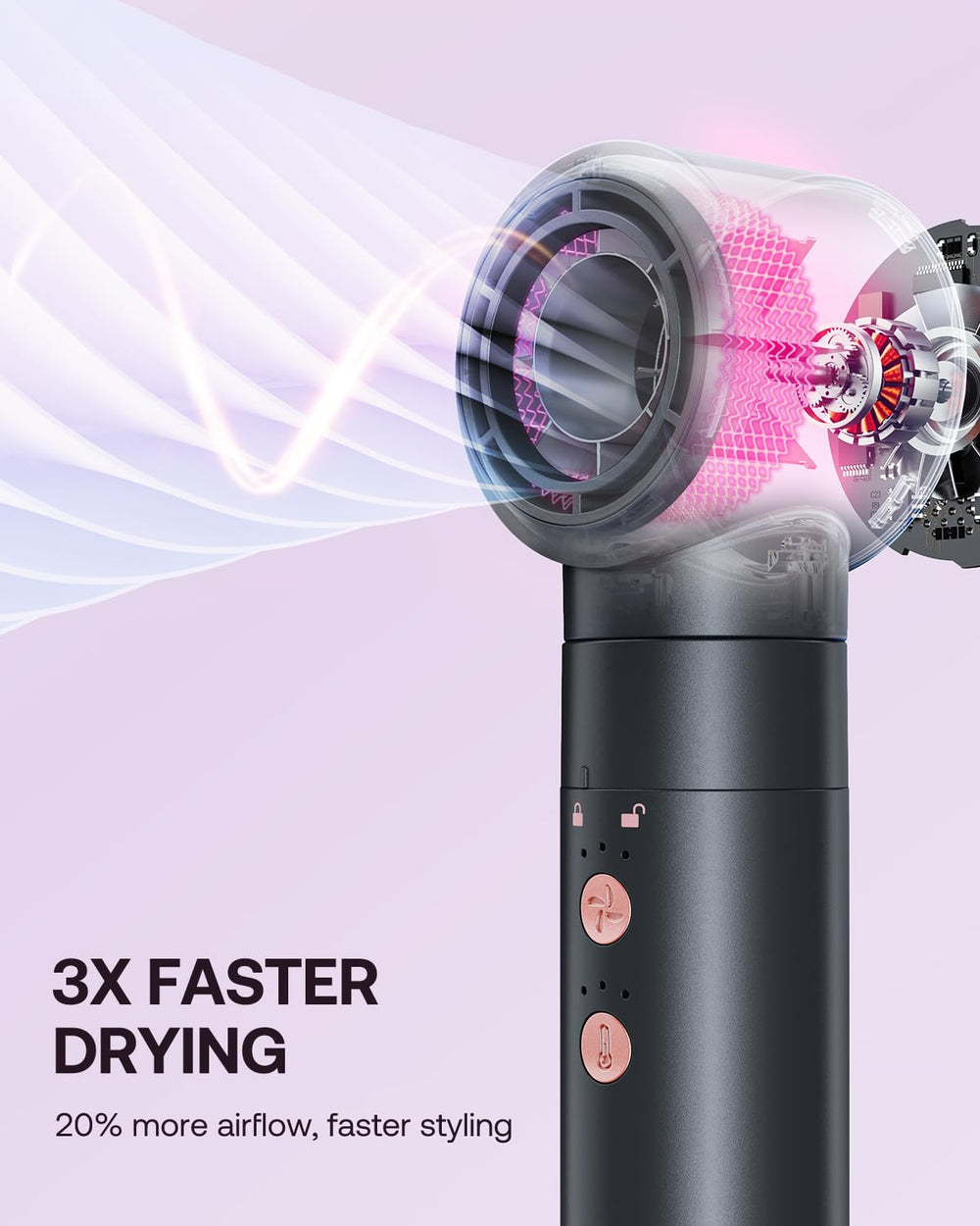Kinked hot air styler wrap attachments reveal a five-piece kit for versatile looks.