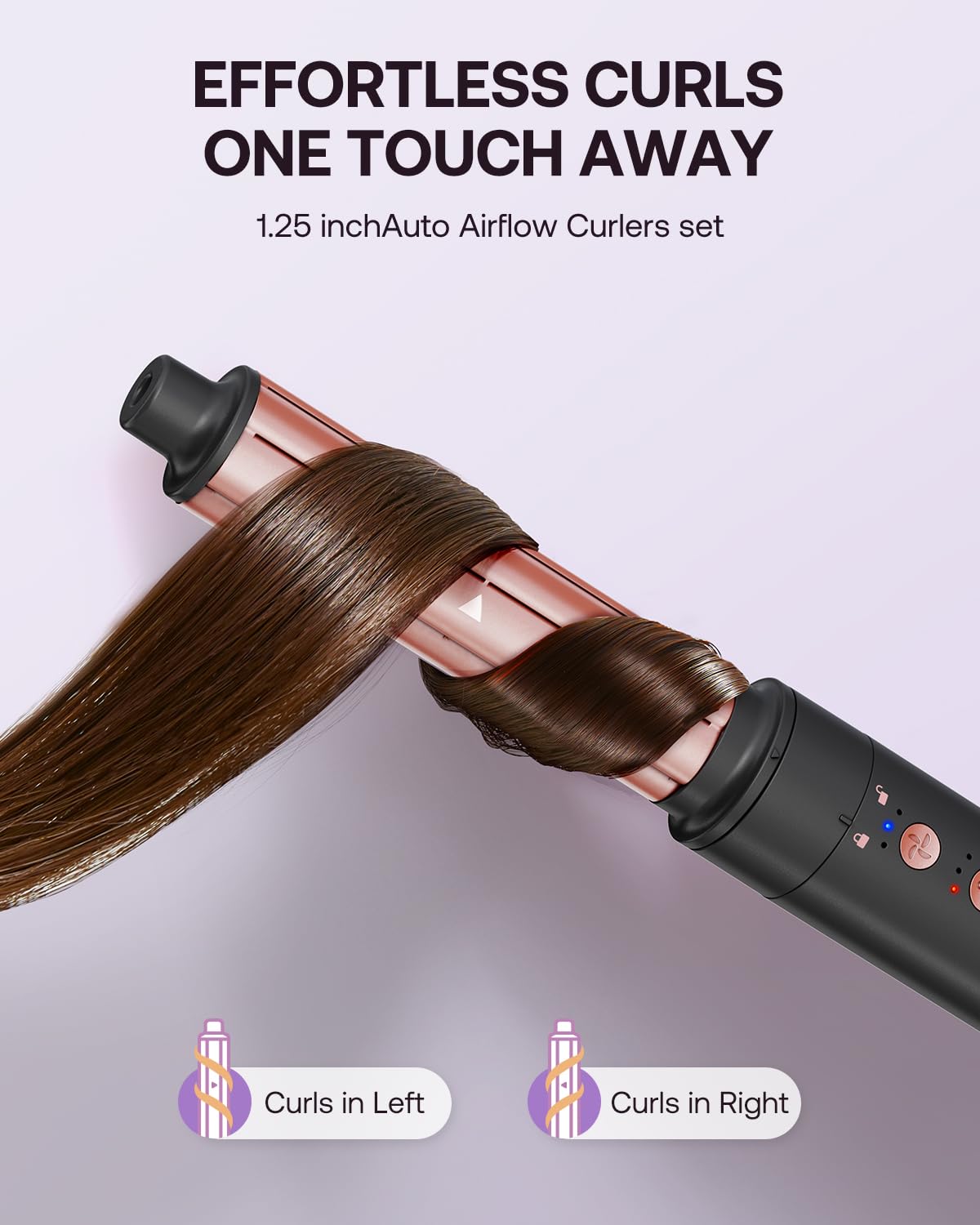 Kinked hot air styler wrap auto wrap curlers demonstrate effortless curl creation.