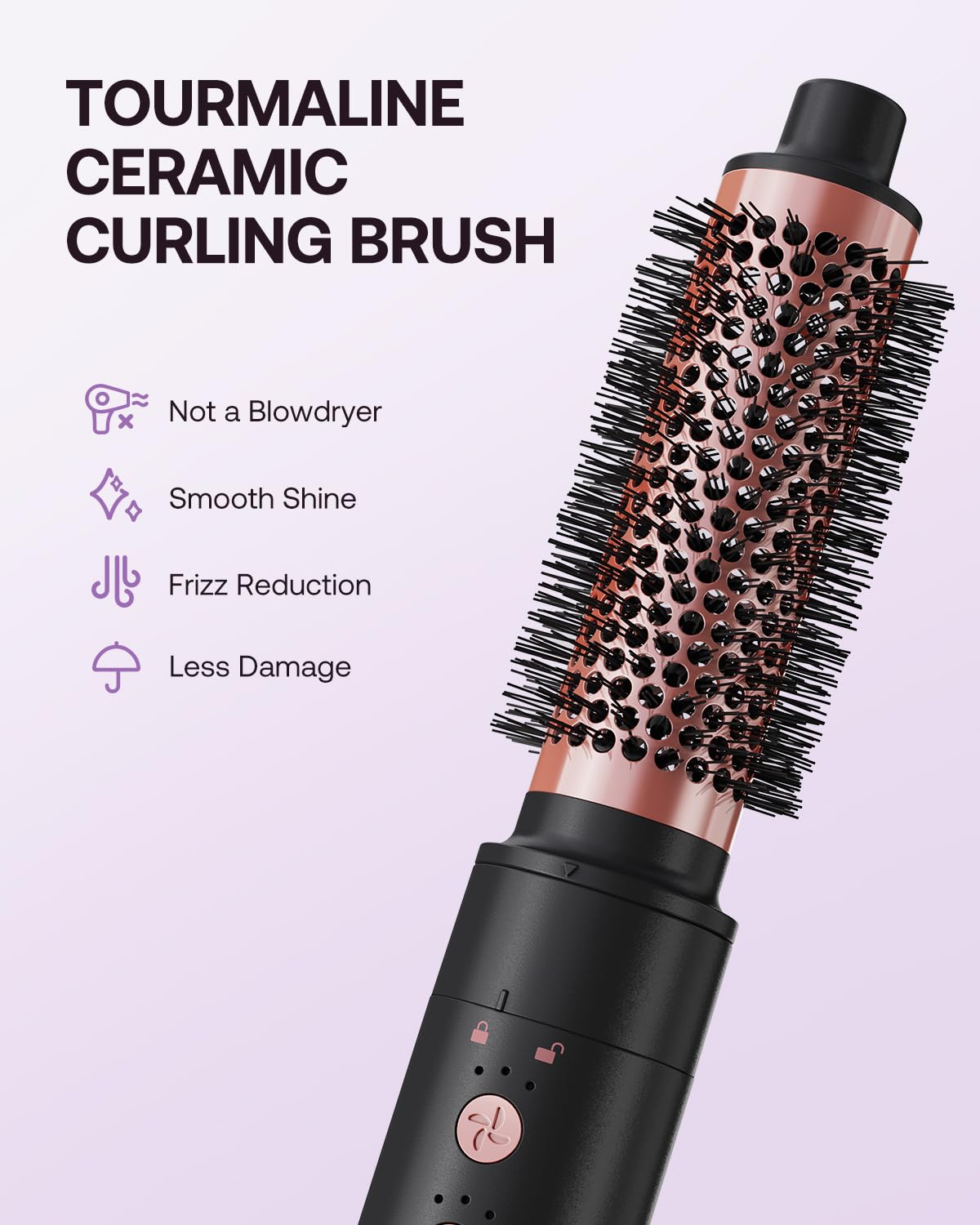 Kinked hot air styler wrap frizz control yields smooth, shiny hair.