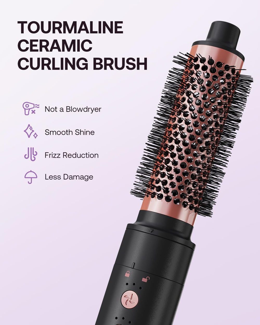 Kinked hot air styler wrap frizz control yields smooth, shiny hair.