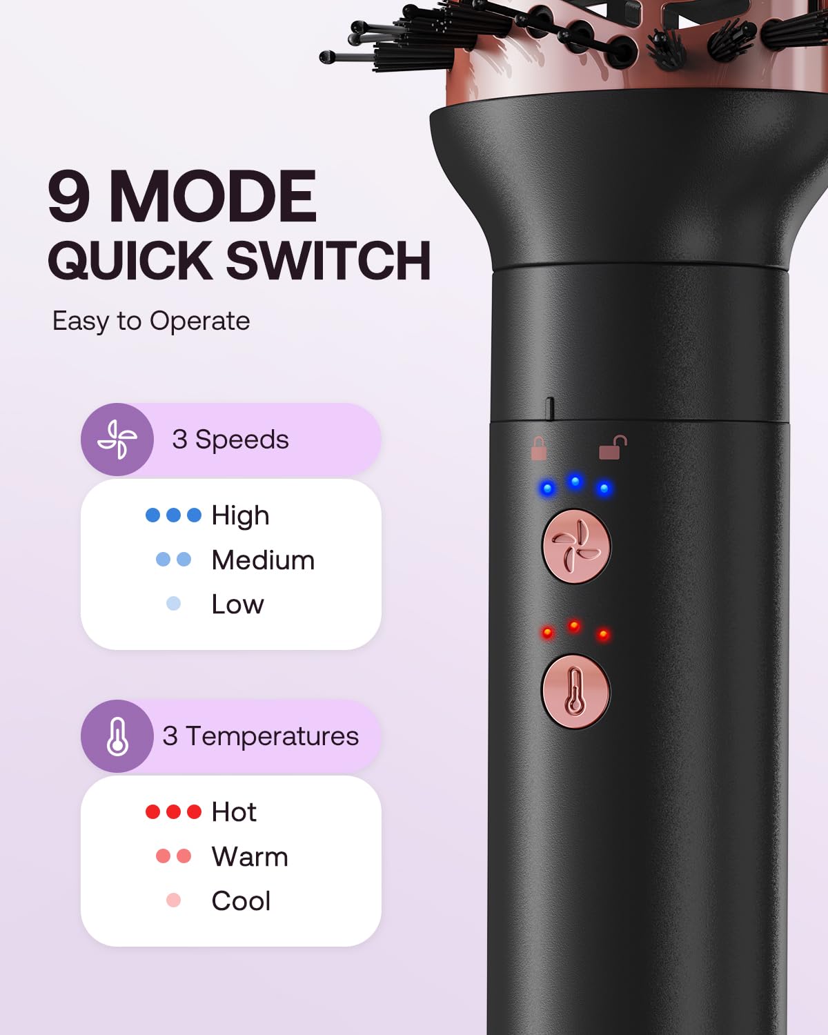 Kinked hot air styler wrap hair-styling session delivers salon-like finish.