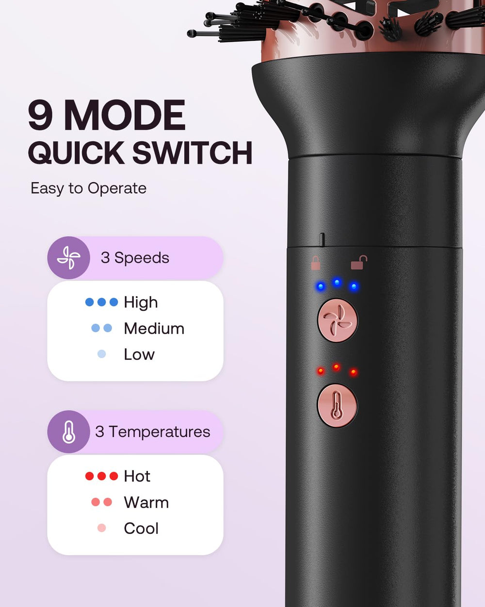 Kinked hot air styler wrap hair-styling session delivers salon-like finish.