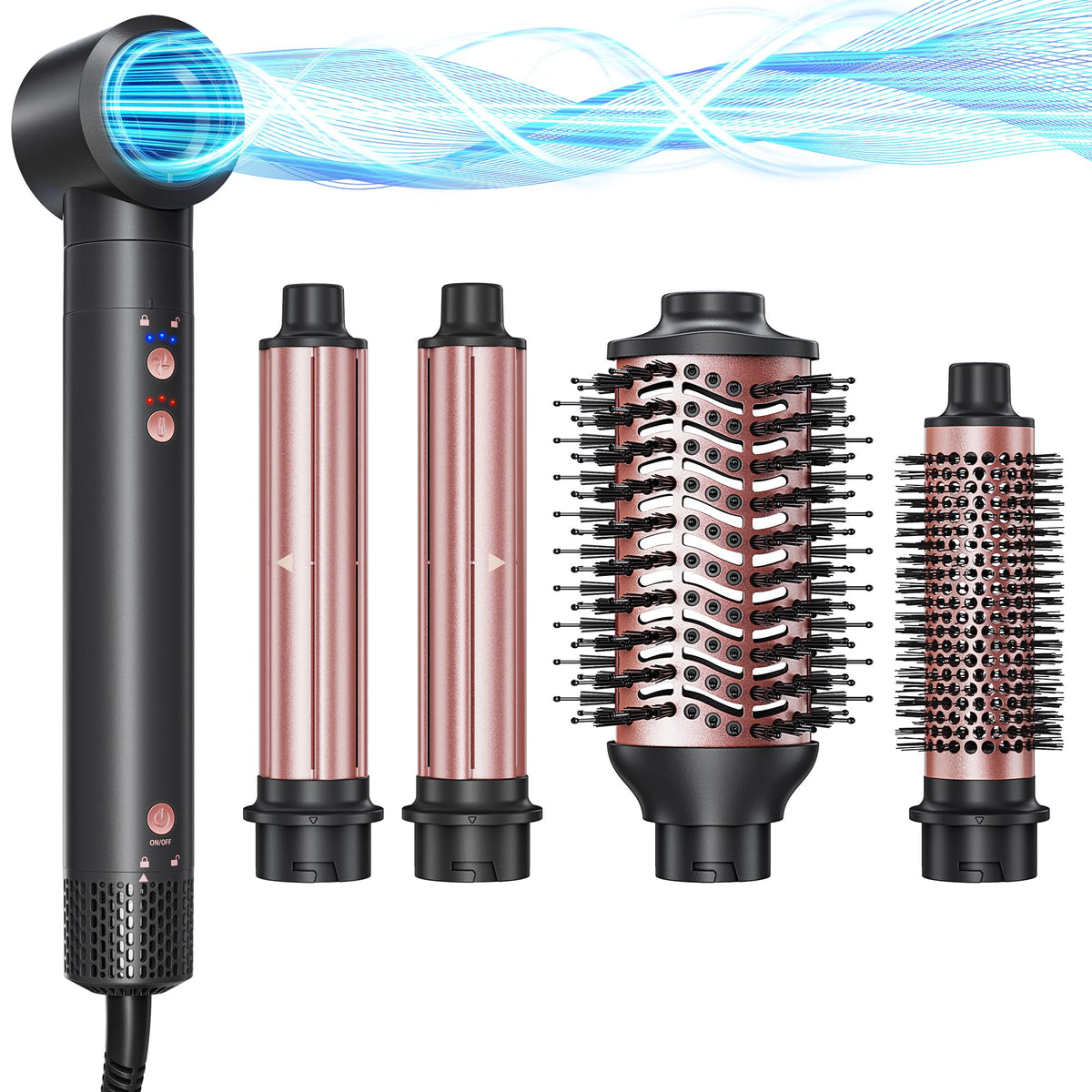 Kinked hot air styler wrap top view for quick styling on all hair types.