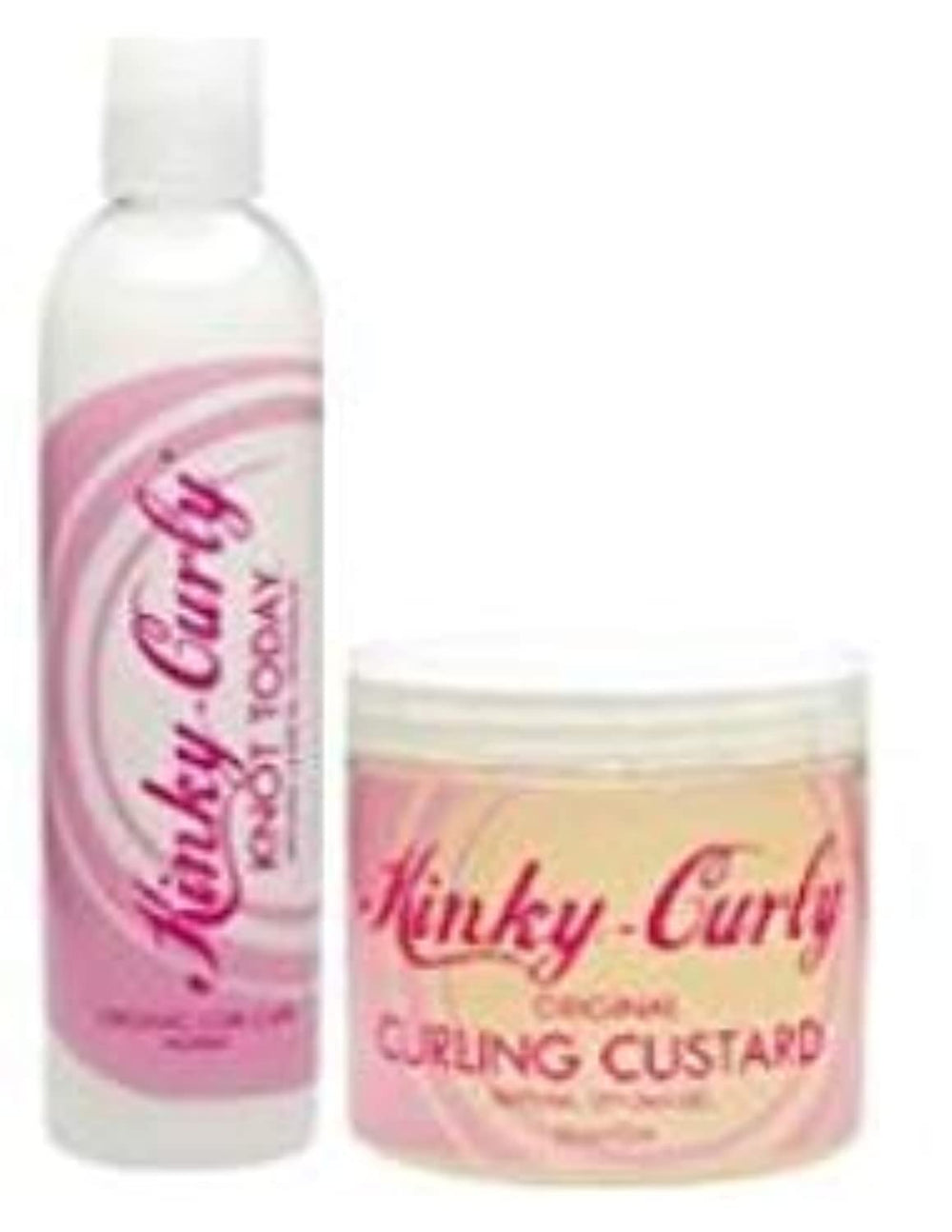 Kinky Curly hair care duo pack shows two 8 oz bottles for versatile styling.