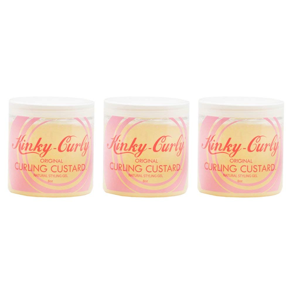 Kinky Curly Original Curling Custard 8oz jar front for smooth, defined curls.