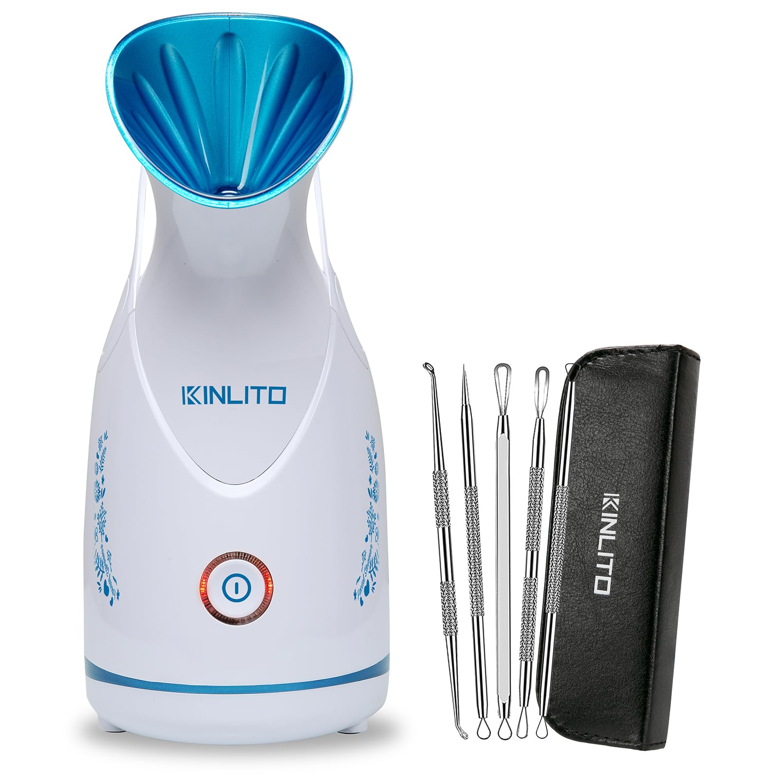 KINLITO facial steamer front view with warm mist for at-home spa relaxation