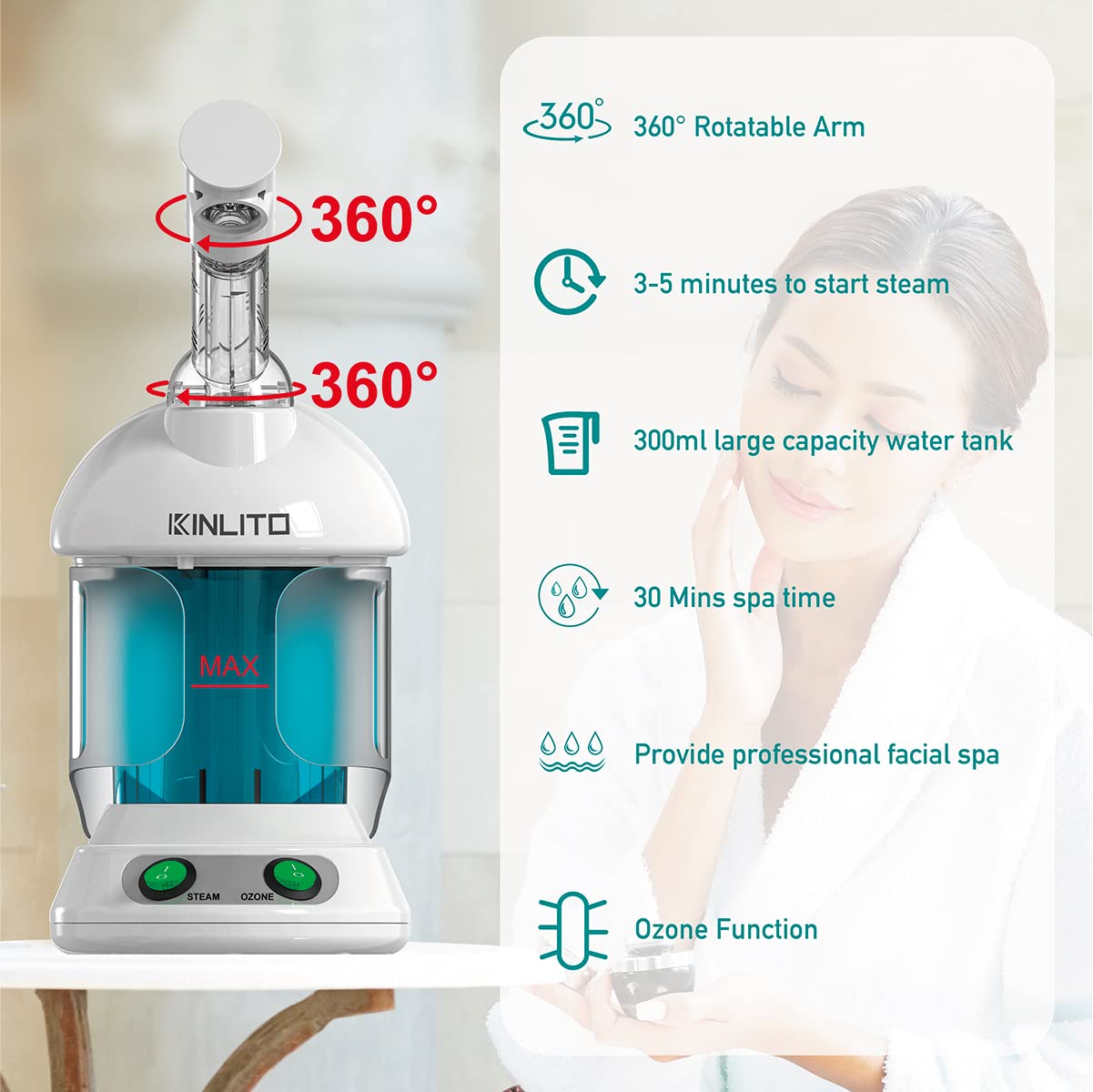 KINLITO easy setup with quick warm-up for at-home spa use.