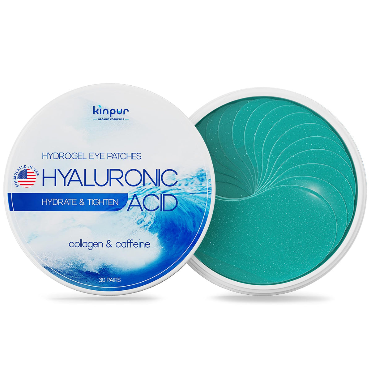 KINPUR blue eye patches hydrogel for daily under-eye hydration.
