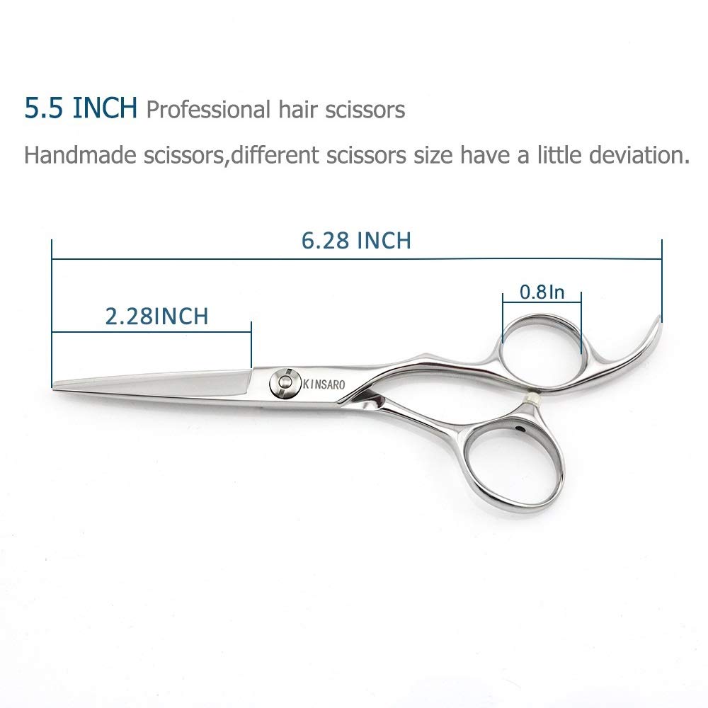 KINSARO 5.5-inch barber scissors convex-blades ensure smooth, balanced cuts.