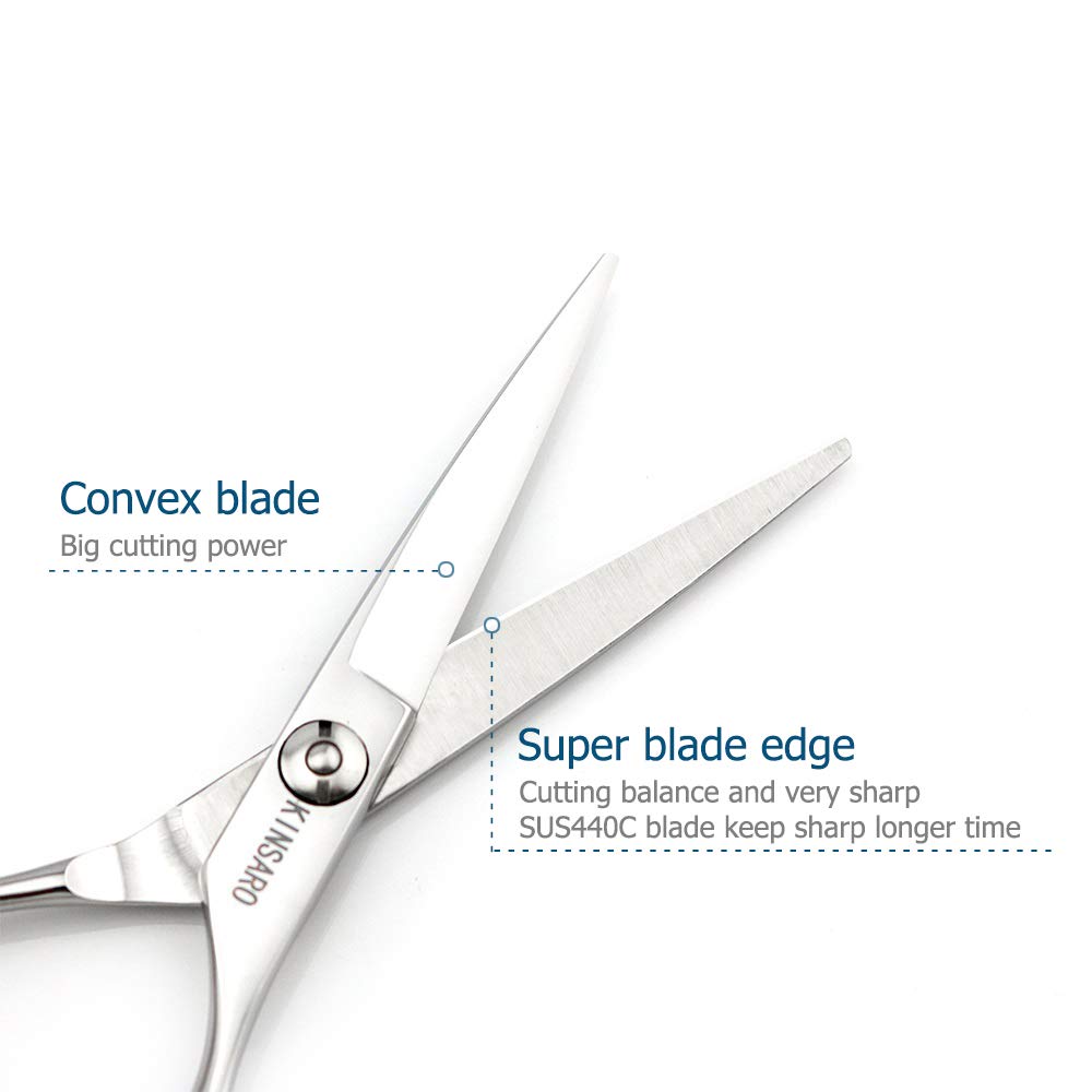 KINSARO 5.5-inch barber scissors in-salon-use help stylists achieve consistent, clean lines.