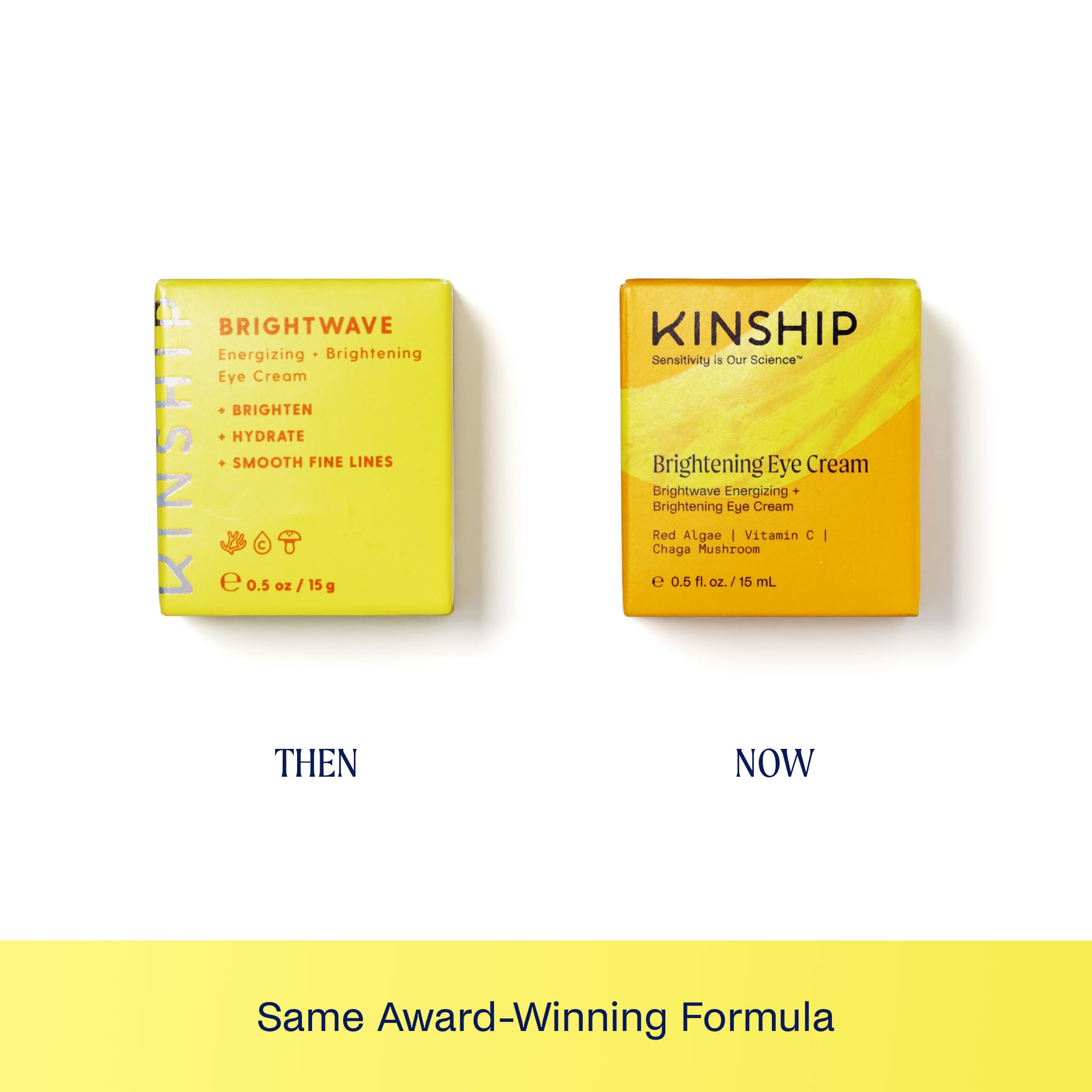 Kinship Brightwave Chaga Mushroom highlight signals soothing antioxidant support.
