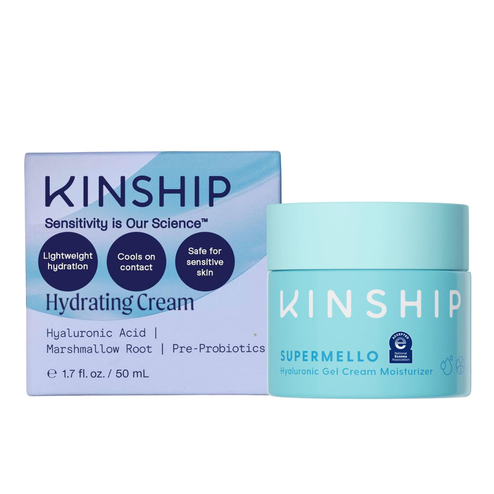 Kinship Supermello bottle-dispense delivers quick, lightweight hydration for sensitive skin.