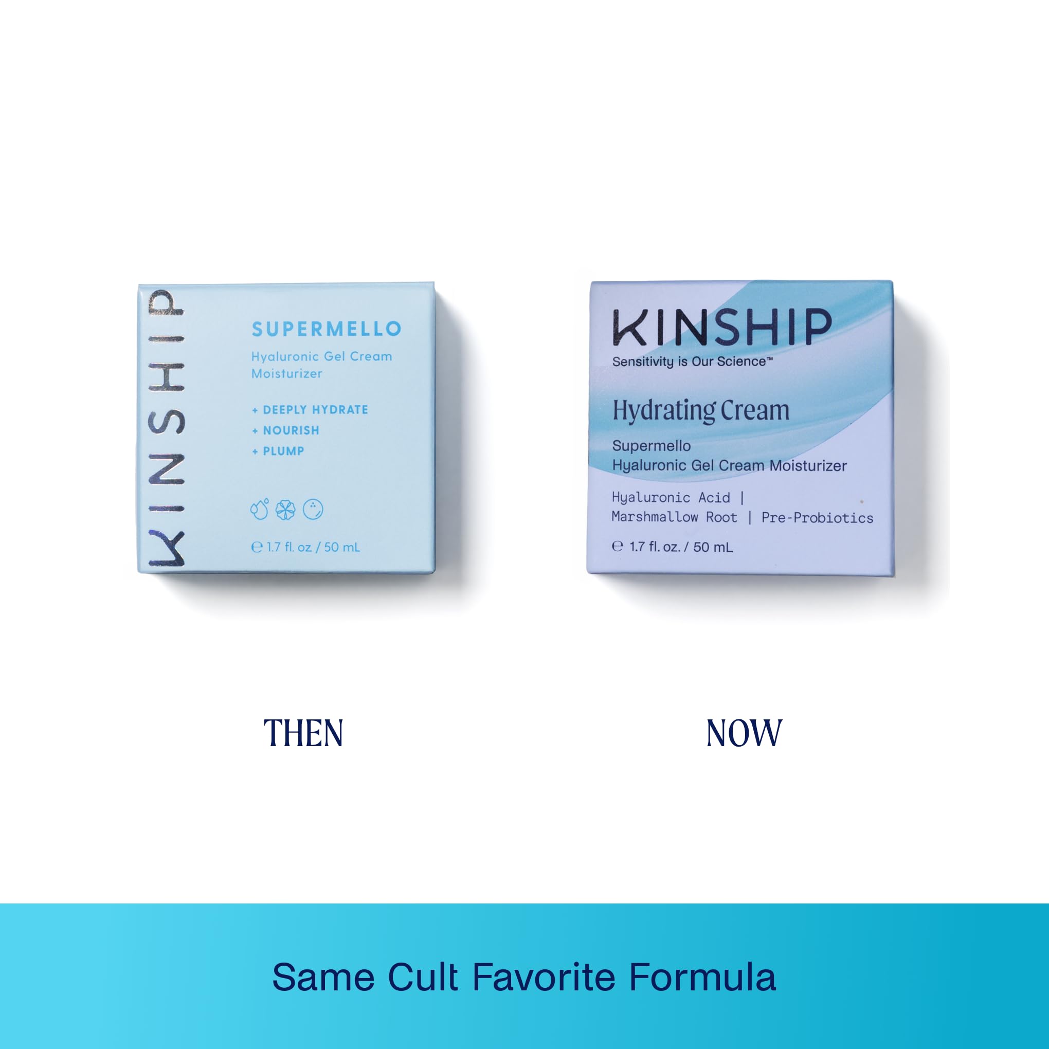 Kinship Supermello marshmallow-root extract highlighting soothing moisture.