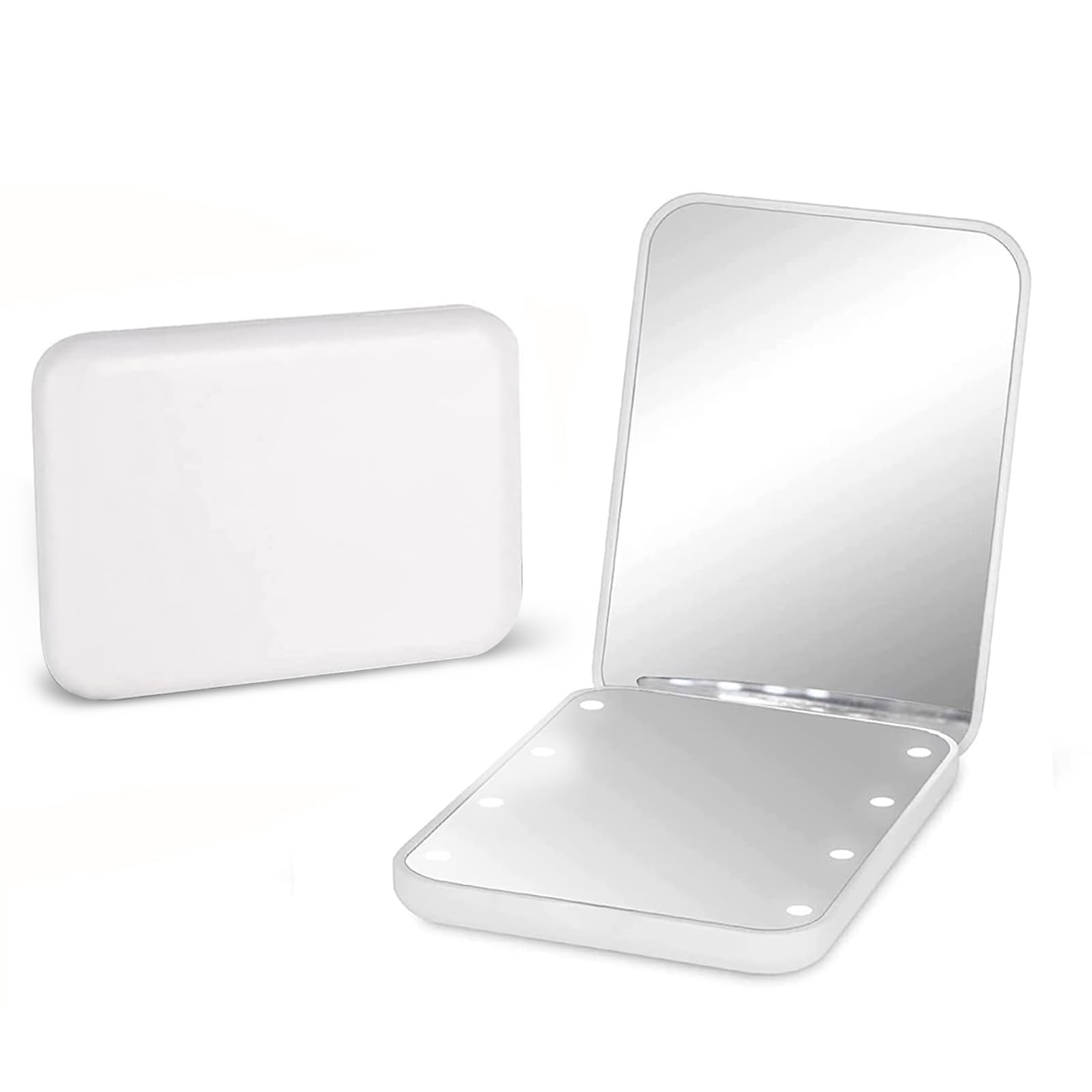 Kintion pocket mirror with 1x/3x magnification and LED light for precise makeup.
