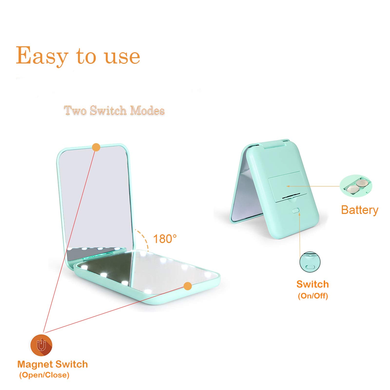 Kintion Pocket Mirror in cyan color adds stylish, portable beauty on the go.
