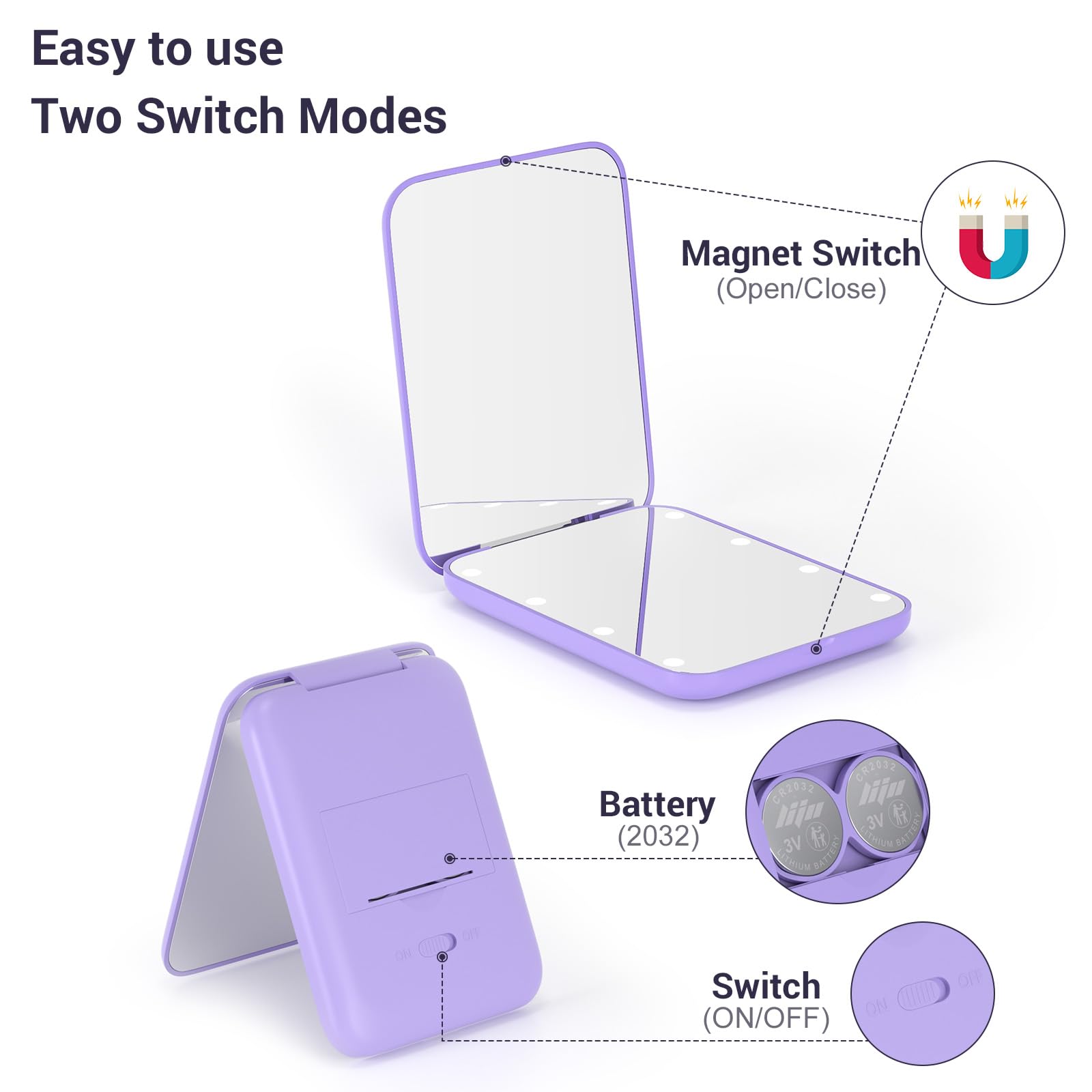 Kintion pocket mirror compact, pocket-sized tool ready for purse or bag