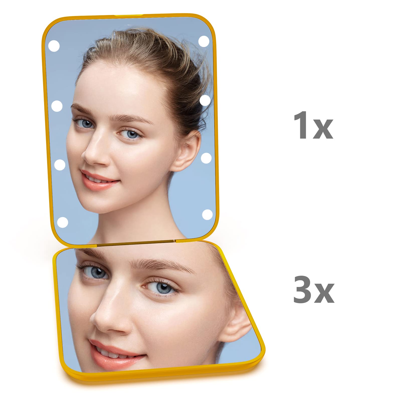 Kintion pocket mirror portable travel companion in vibrant yellow.