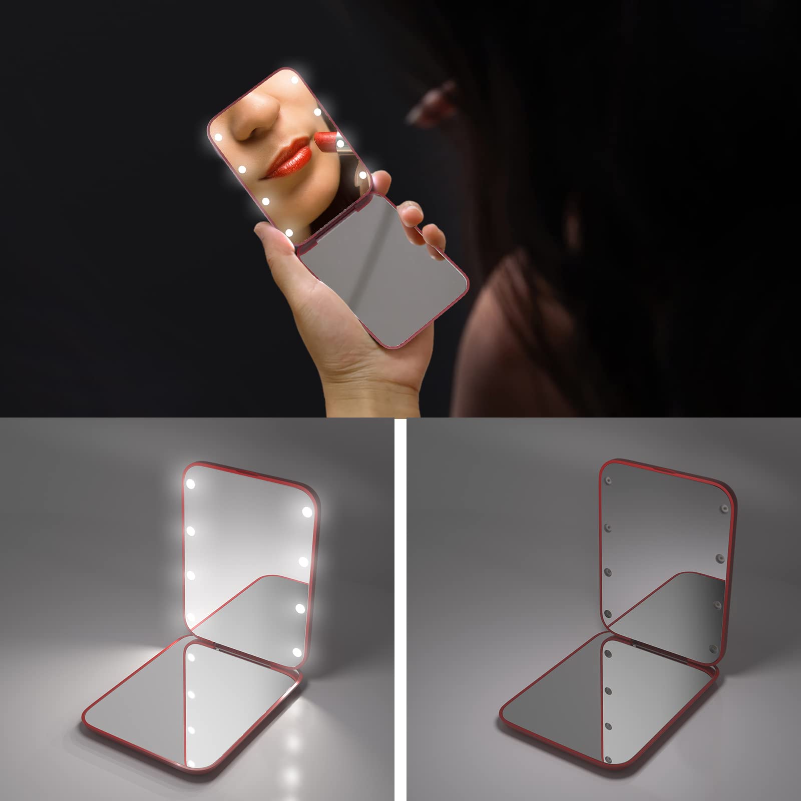 Kintion two-sided folding mirror ideal for compact travel and quick touch-ups.