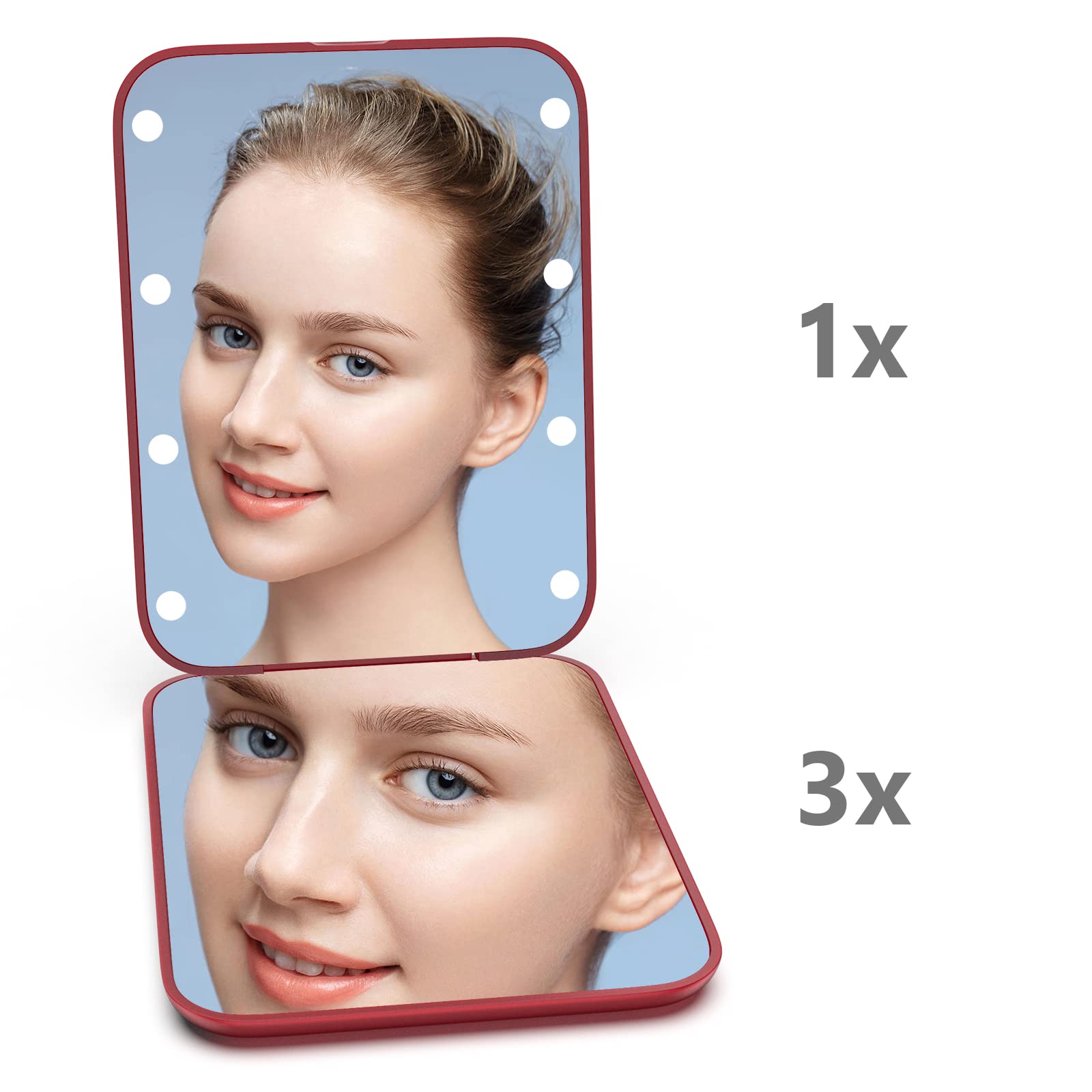 Kintion wine-red compact mirror makes a stylish gift for any occasion.
