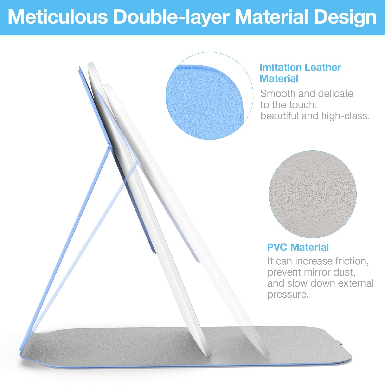 Kintion portable LED vanity mirror fits in a bag for easy travel touch-ups.