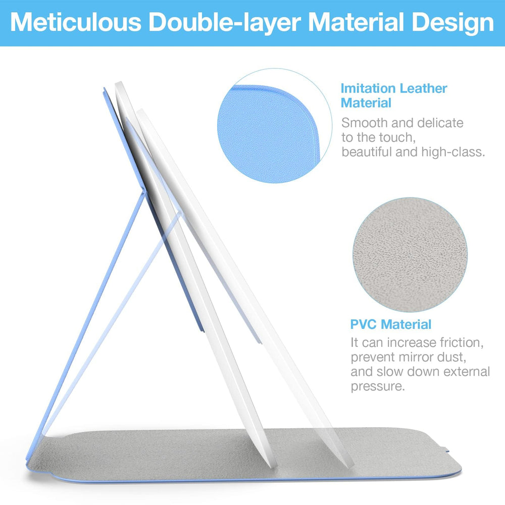 Kintion portable LED vanity mirror fits in a bag for easy travel touch-ups.