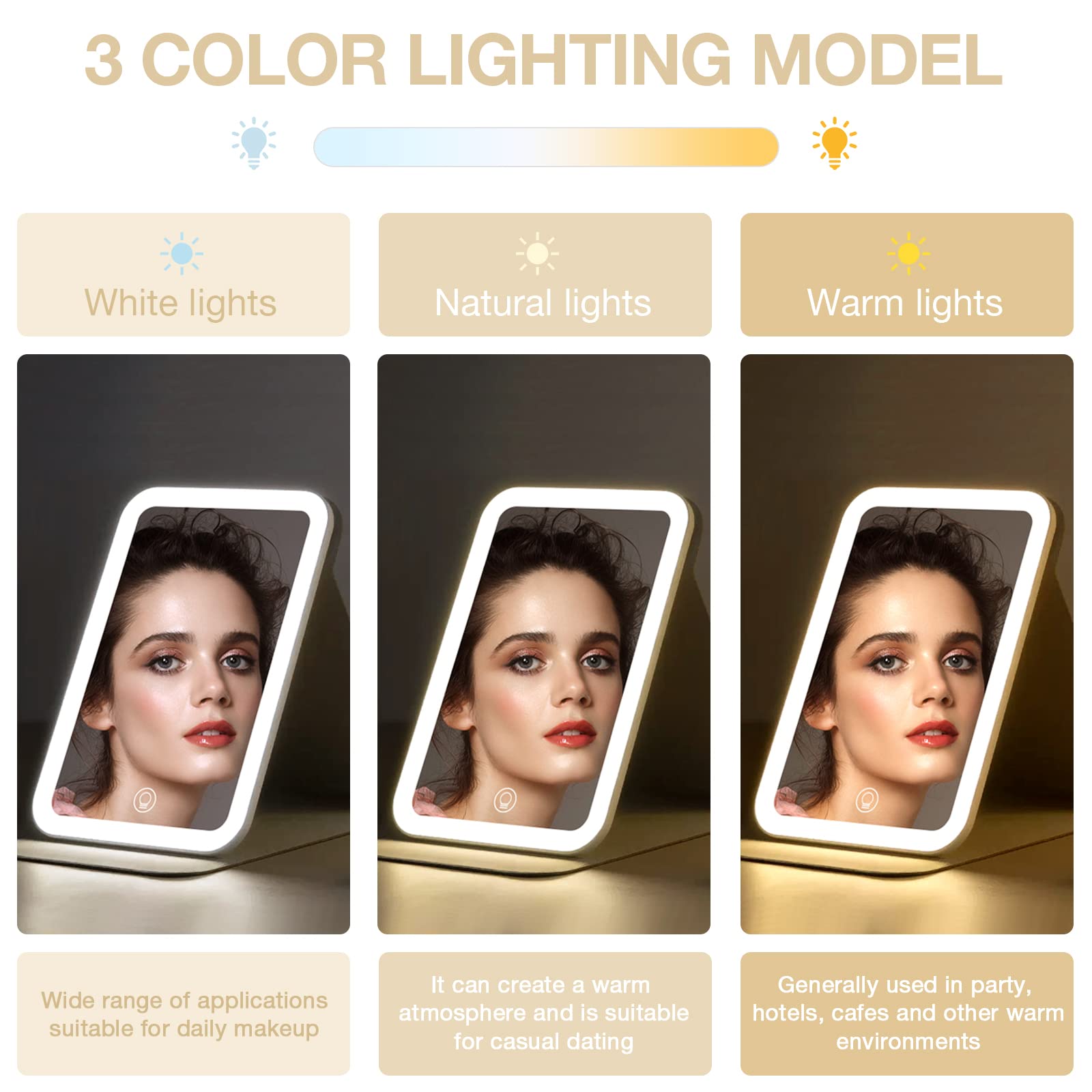 Kintion Travel Makeup Mirror rotated 360 degrees for flexible placement