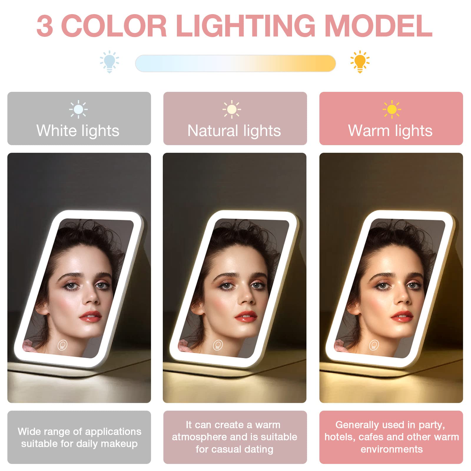 Kintion travel makeup mirror offers 360-degree rotation for versatile positioning.
