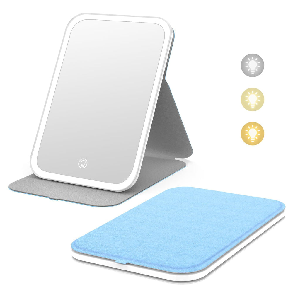 Kintion travel makeup mirror with 60 LED lights for clear, shadow-free prep.