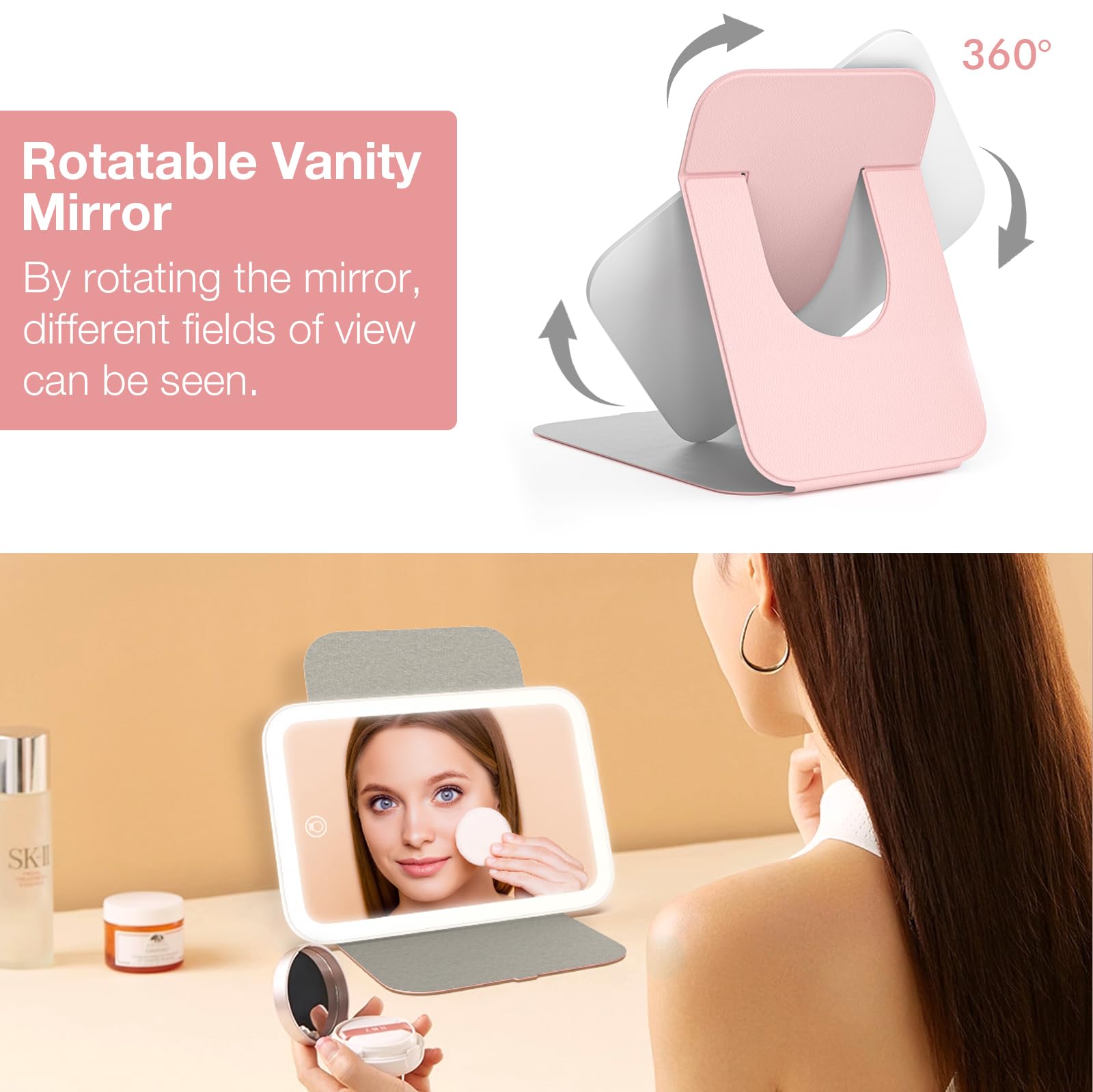 Rechargeable Kintion mirror with a compact design for on-the-go use.