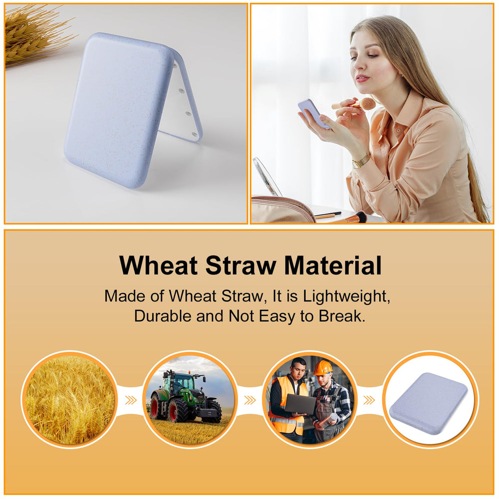 Kintion Wheat Straw Pocket Mirror, 1x magnification for precise makeup checks.