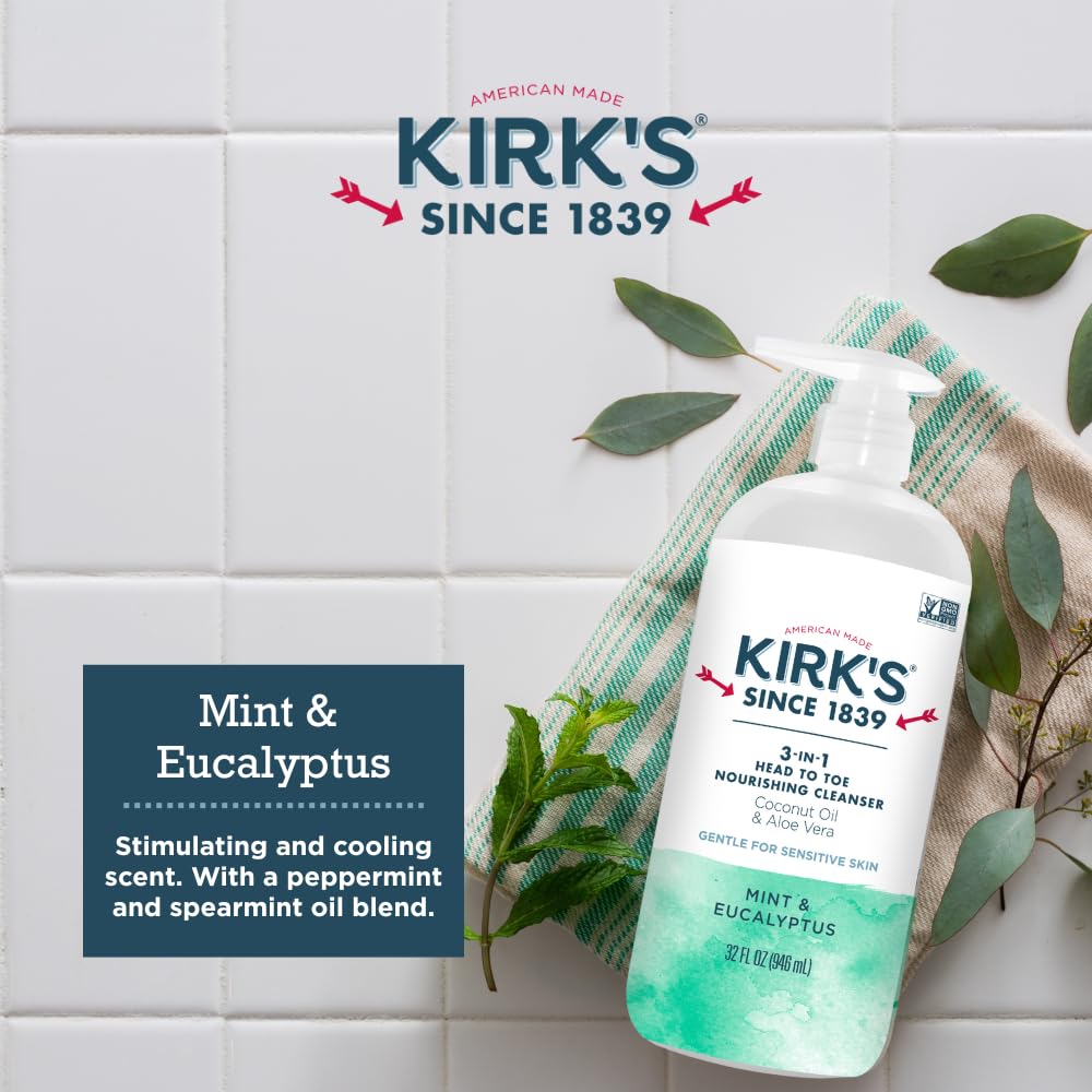 Kirk's 2-pack pump bottle packaging for easy dispensing