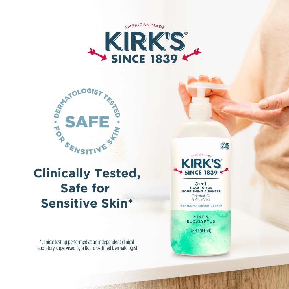 Kirk's 3-in-1 tested for sensitive skin, safe family use