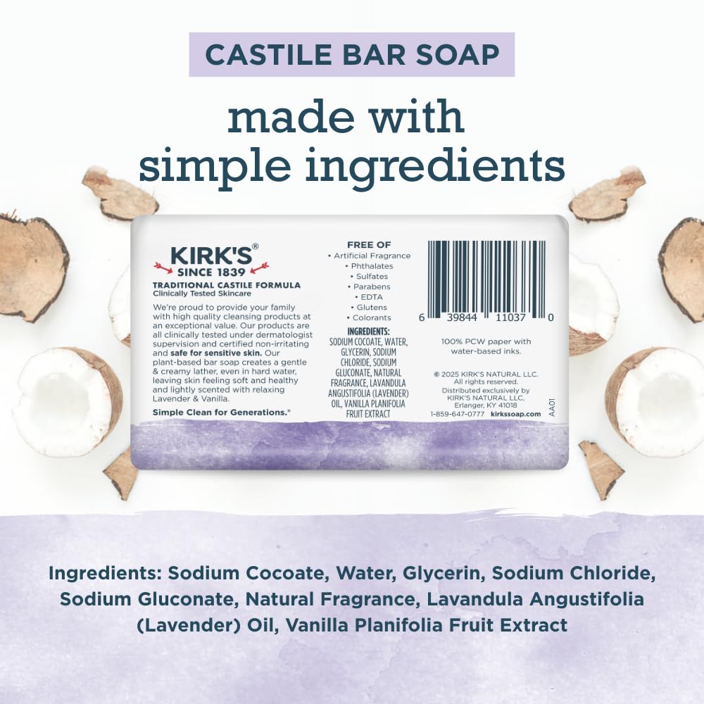 Kirk's Castile soap lather closeup, gentle moisturizing cleanse