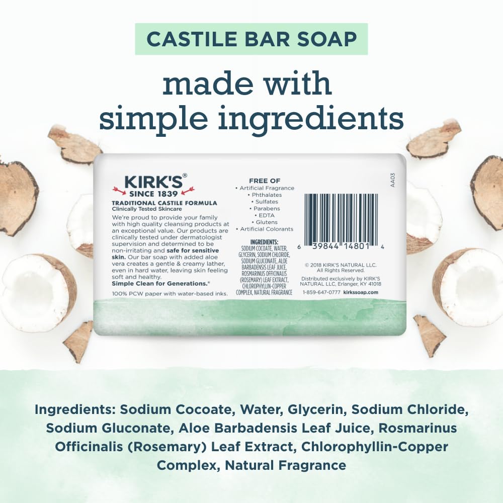 Kirk's Castile original scent bar close-up showing rich lather.