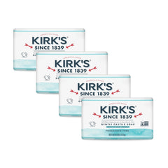 Kirk's Castile Bar Soap pack-front – fragrance-free cleansing for sensitive skin.