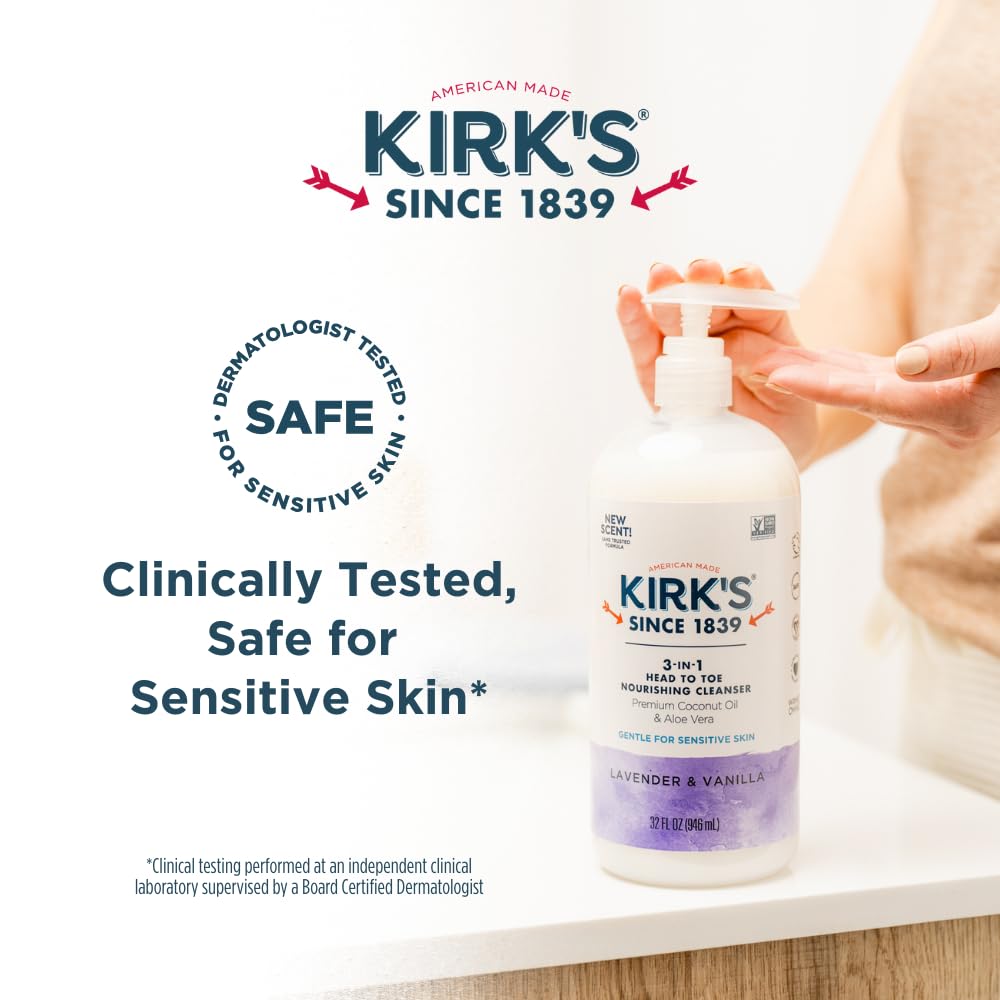 Kirk's vegan non-GMO verified label reinforces clean, conscious care.
