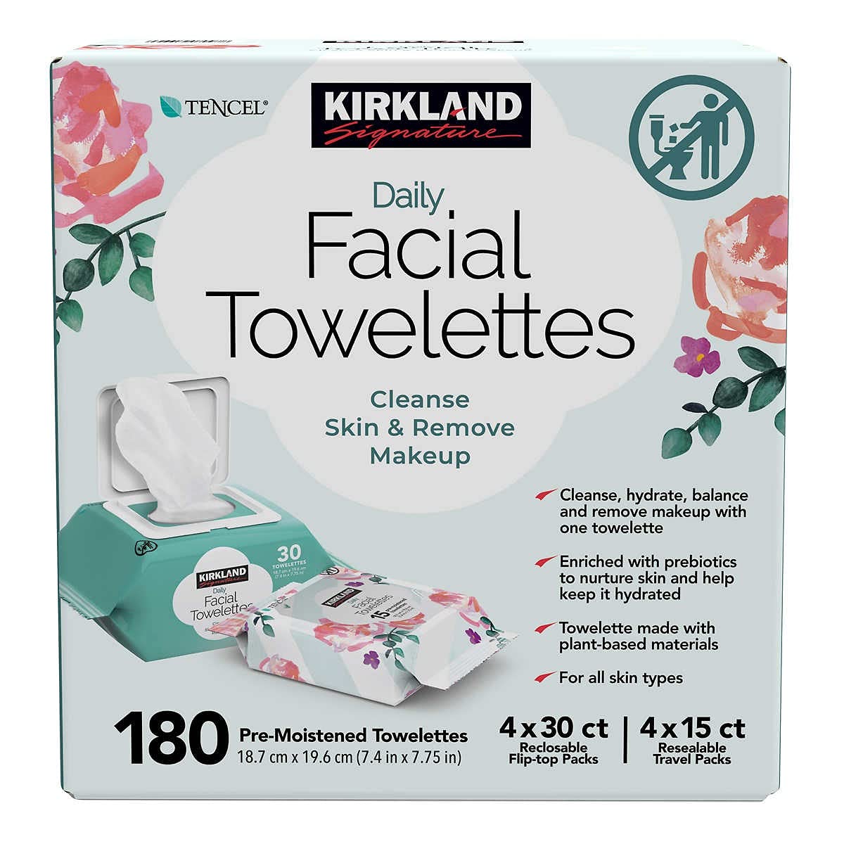 Kirkland Signature Daily Facial Towelettes in use for quick refresh on the go.