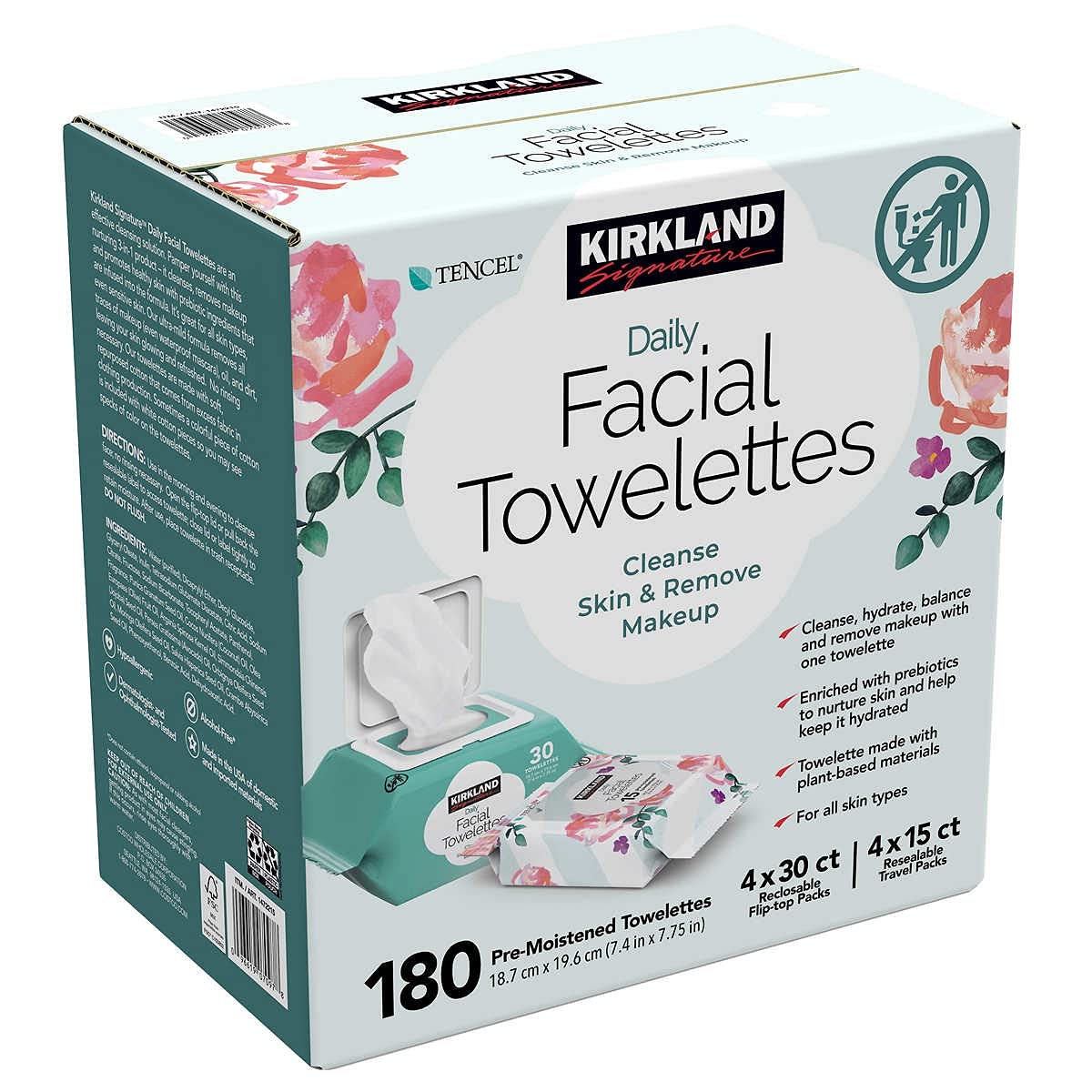 Kirkland Signature Daily Facial Towelettes wipe closeup, soft texture for gentle cleansing.
