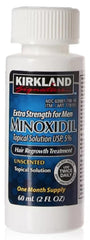 Kirkland Signature Minoxidil 5% packaging showing 2 oz bottle and month supply